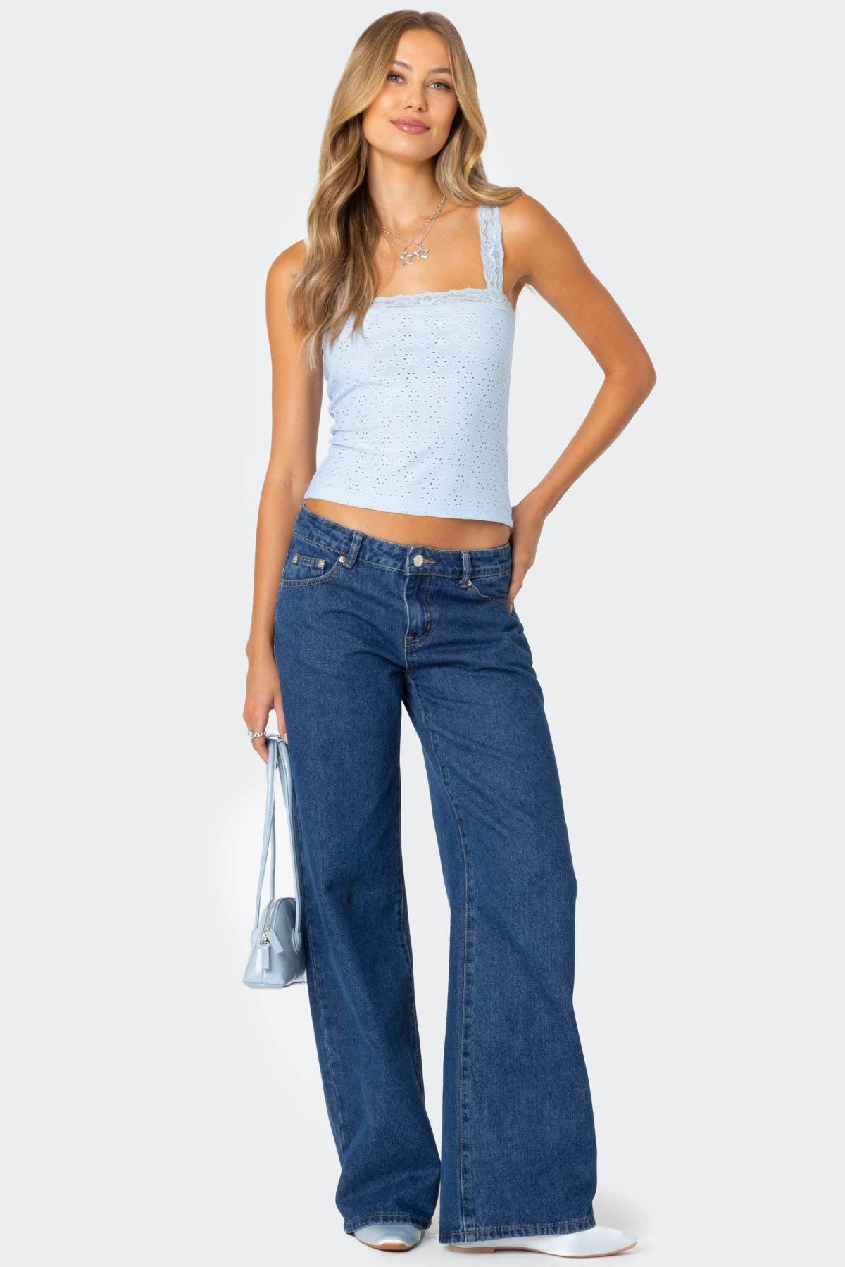 Virginia Lace Trim Eyelet Tank Top Product Image