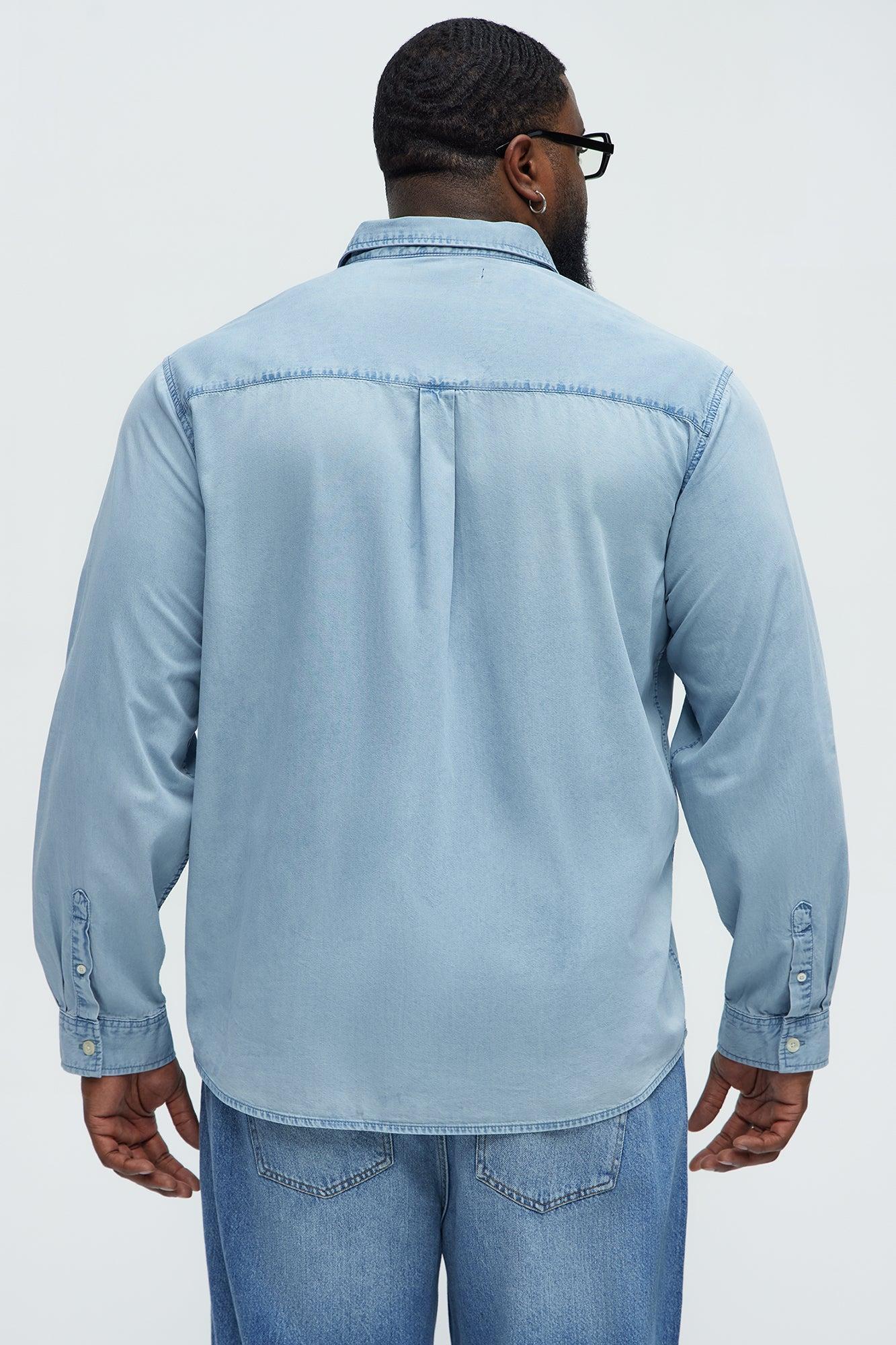 Chambray Long Sleeve Shirt - Light Wash Product Image