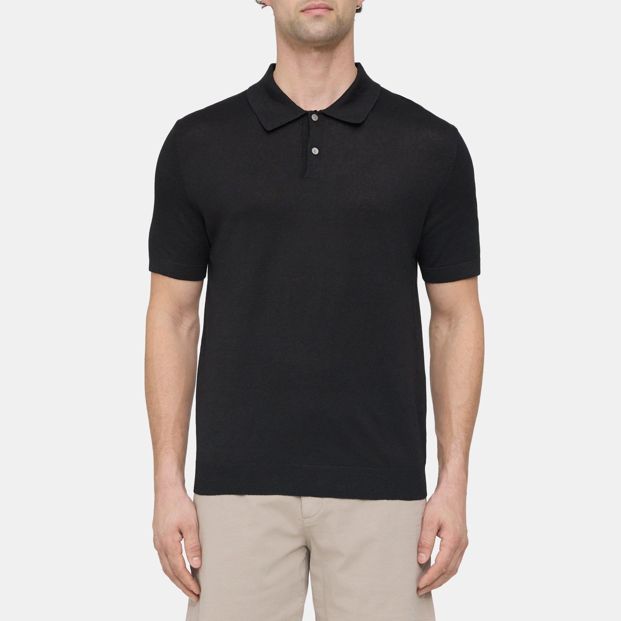 Linen-Blend Polo Shirt | Theory Outlet Product Image