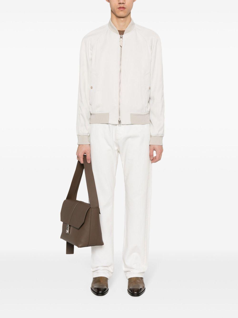 TOM FORD Zip-up Bomber Jacket In White Solid Product Image