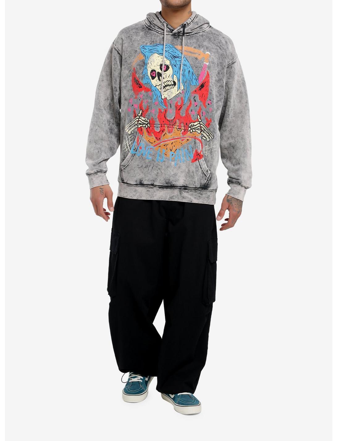 Love Is Pain Grim Reaper Acid Wash Hoodie Product Image