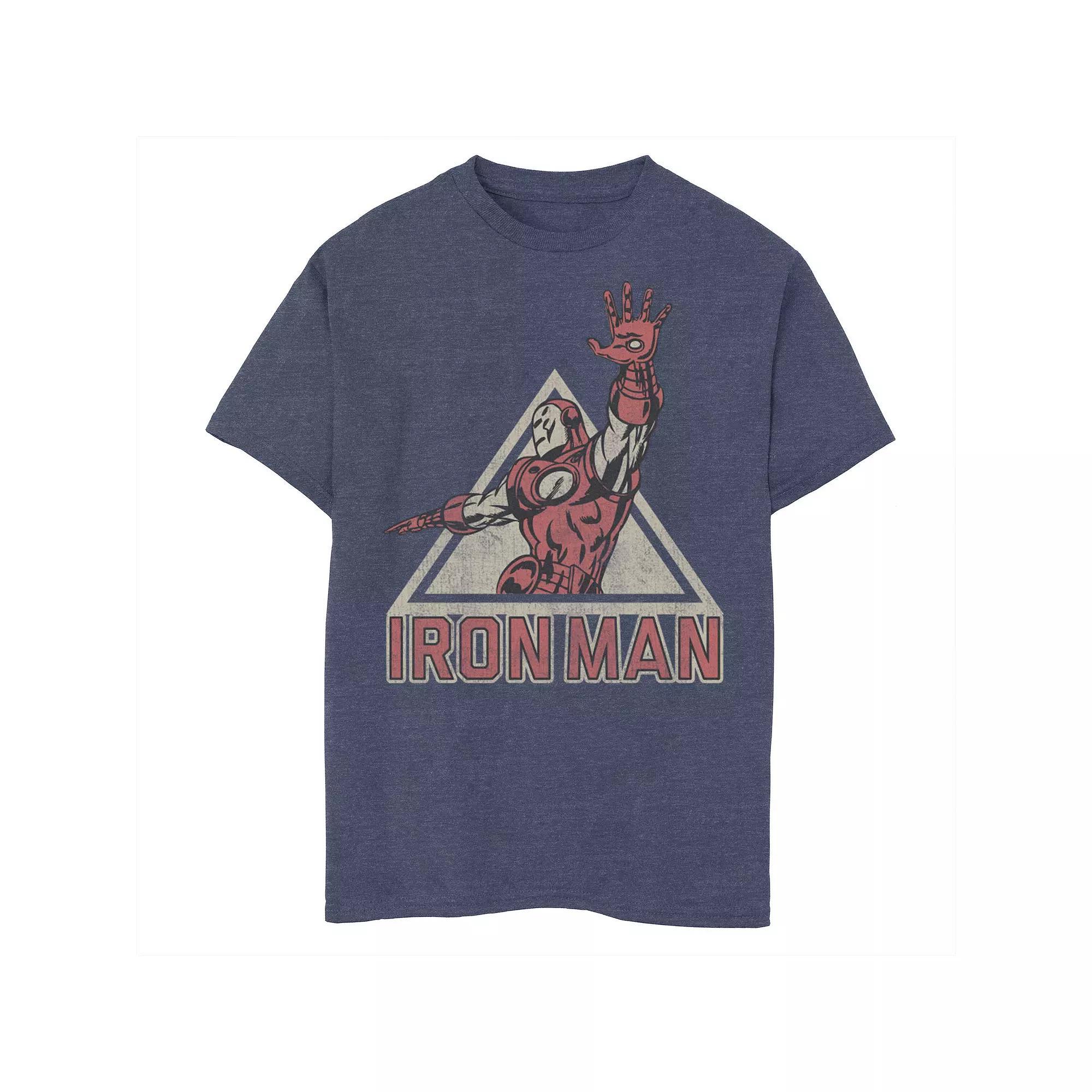 Boys 8-20 Marvel Iron Man Power Triangle Retro Vintage Graphic Tee, Boy's, Size: XS, Navy Grey Product Image