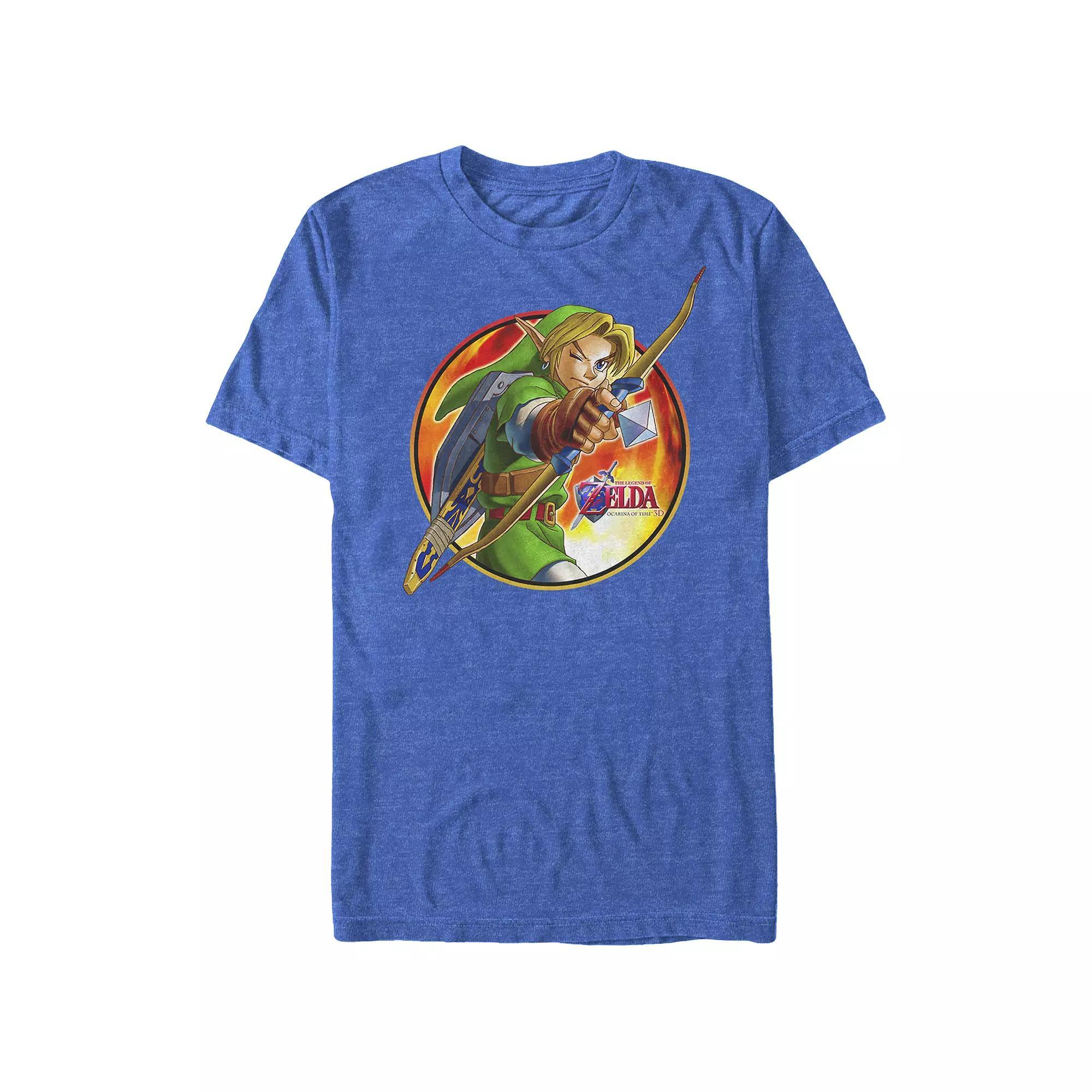 Big & Tall Nintendo Zelda Ocarina of Time 3D Link Archer Emblem Graphic Tee, Men's, Size: 4XL Tall, Royal Grey Product Image