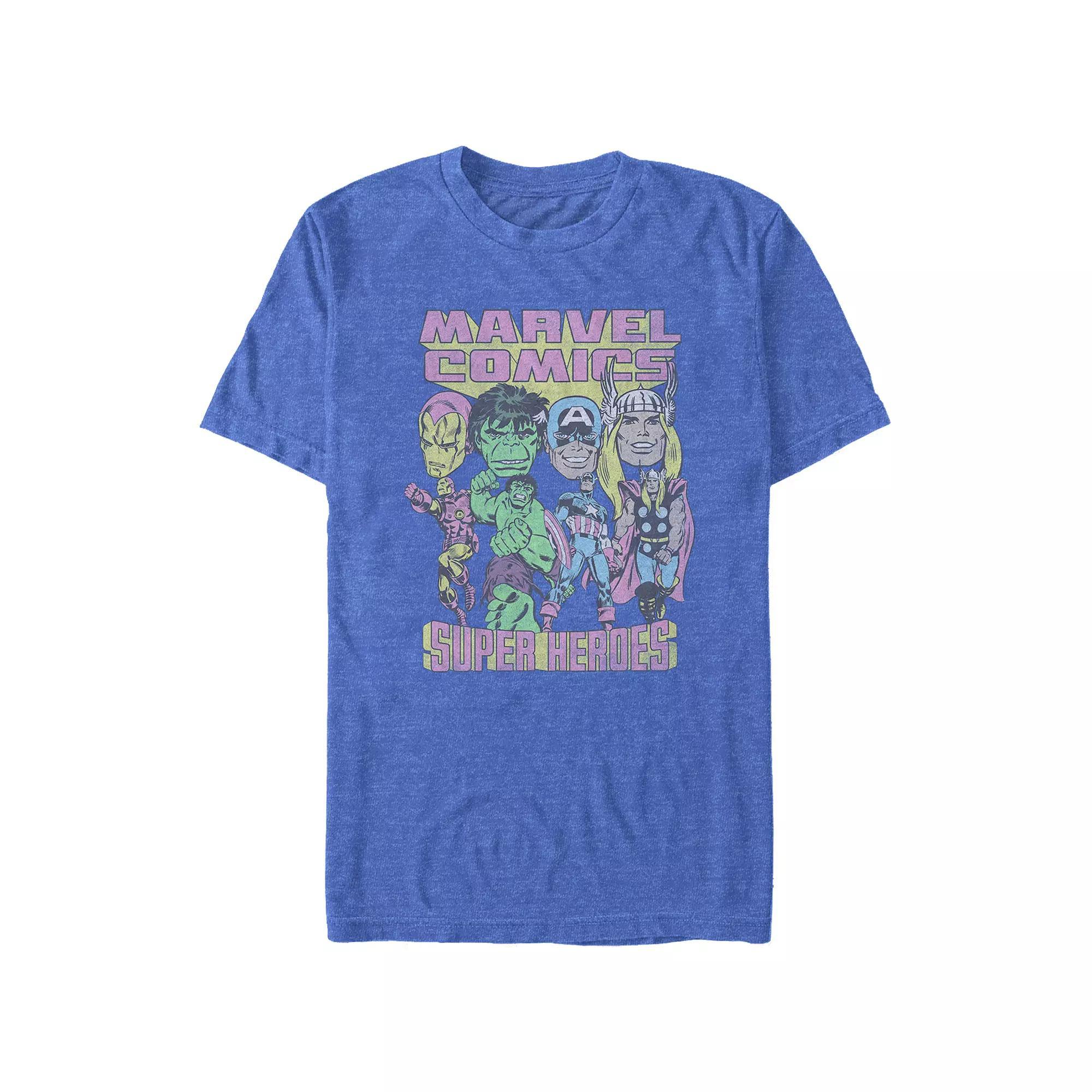 Big & Tall Marvel Comics Superheroes Graphic Tee, Men's, Size: XL Tall, Royal Grey Product Image