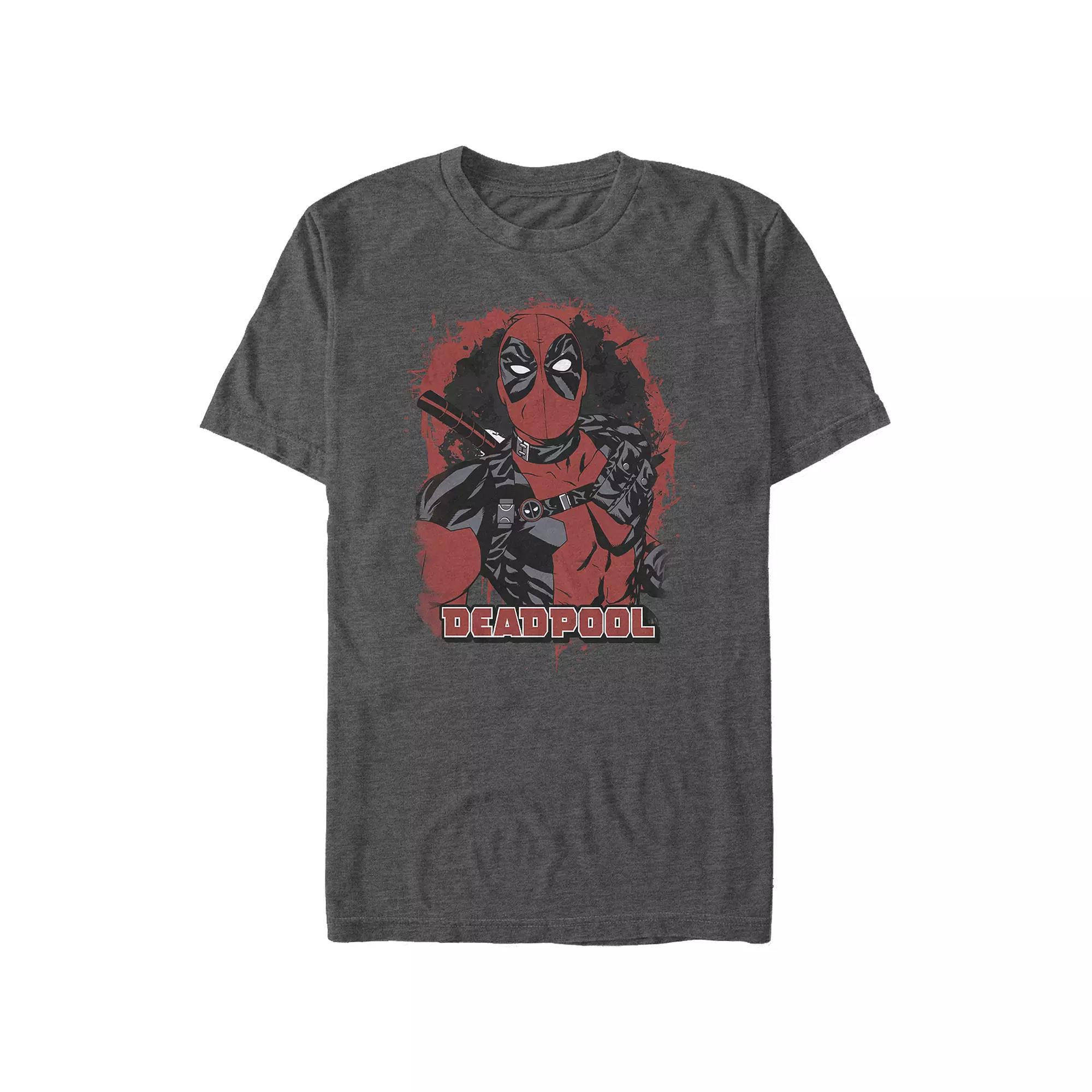 Big & Tall Marvel Deadpool Cartoon Poster Graphic Tee, Men's, Size: 5XB, Grey Heather Product Image