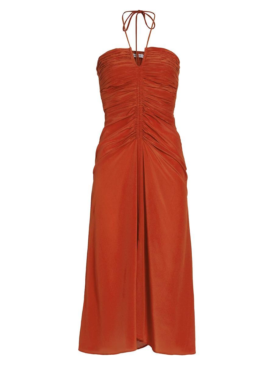 Womens Cachi Toribia Ruched Silk Midi-Dress Product Image