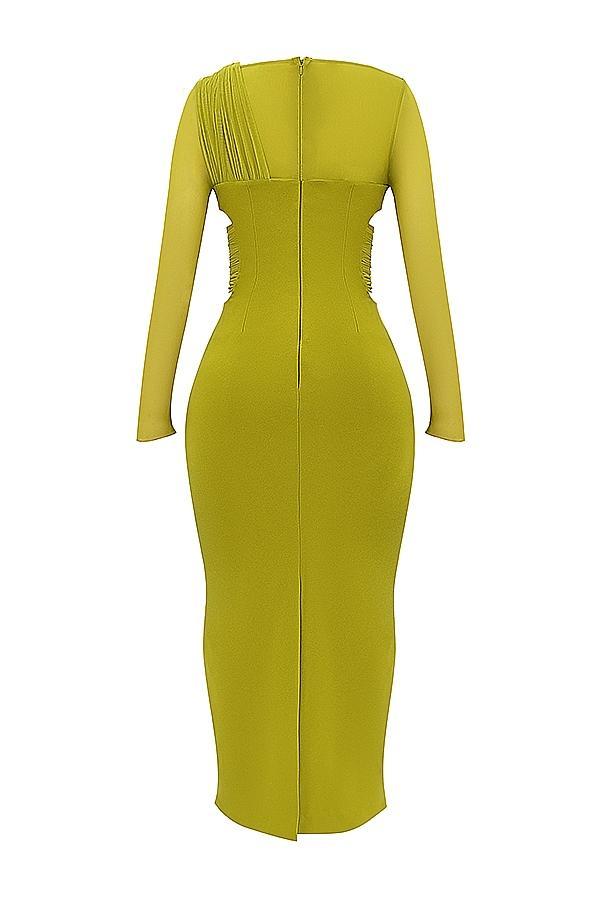 Zahra  chartreuse plunge maxi dress Product Image