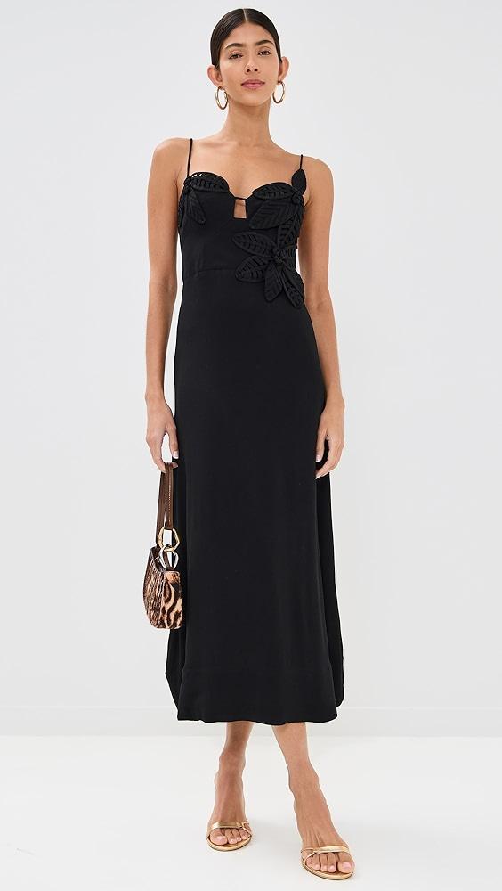 FARM Rio Black Flowered Bust Midi Dress | Shopbop Product Image