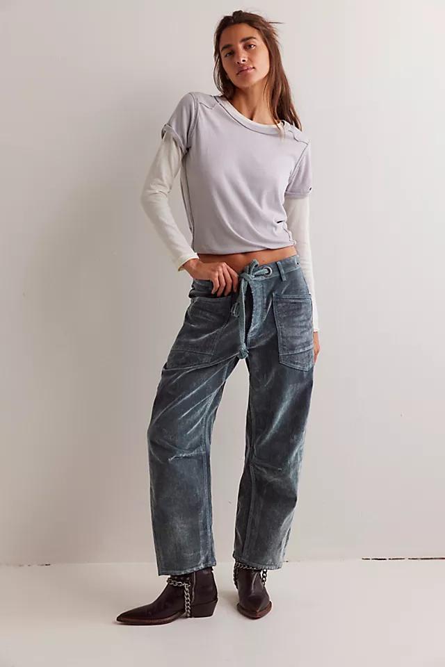 We The Free Moxie Flocked Pull-On Barrel Jeans Product Image