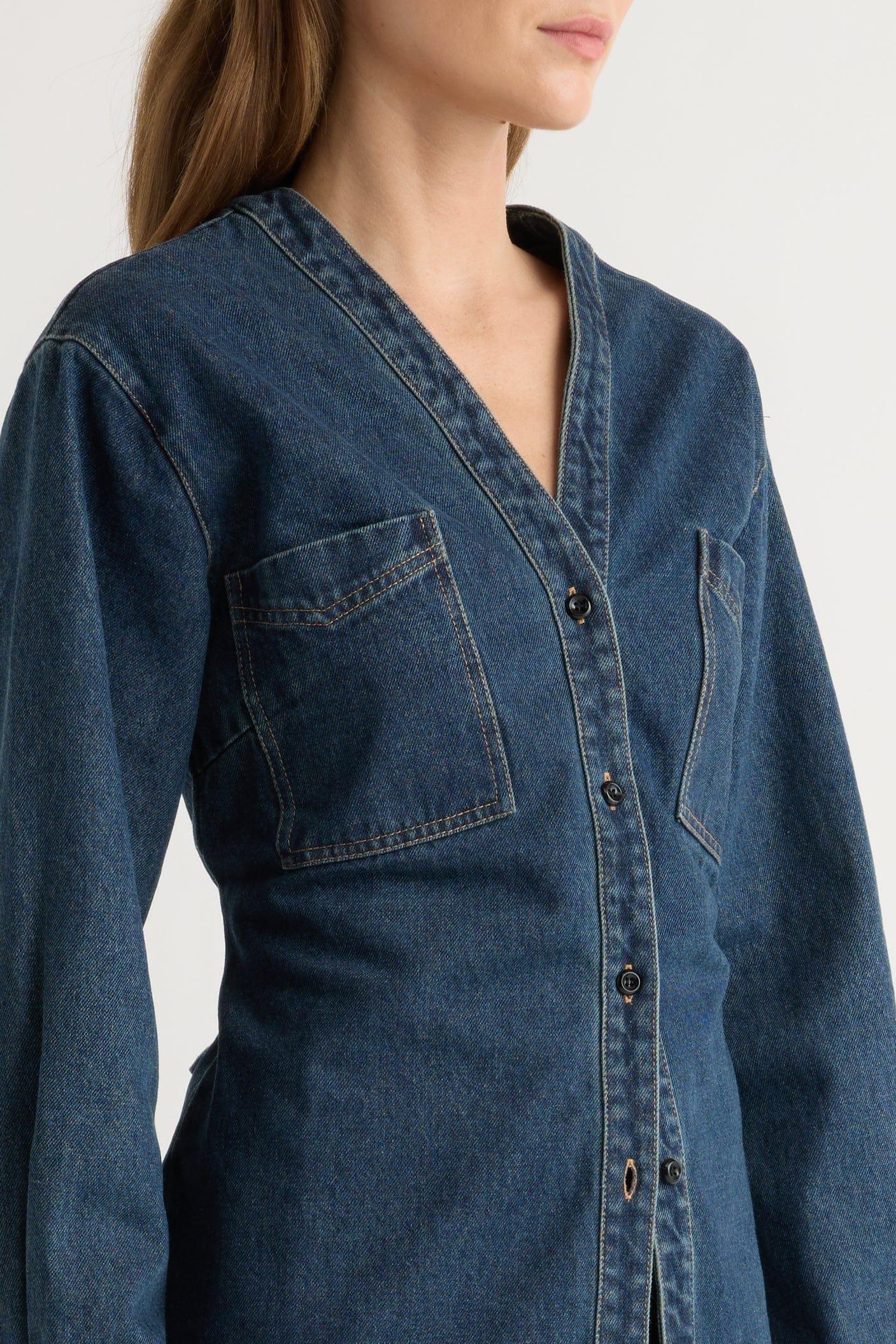 Emmett Structured-Sleeve Denim Jacket Product Image
