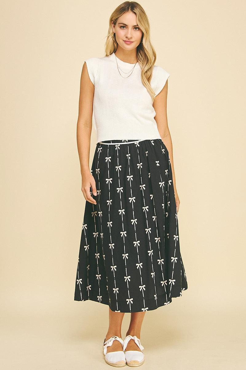 Ribbon Print Midi Skirt Product Image