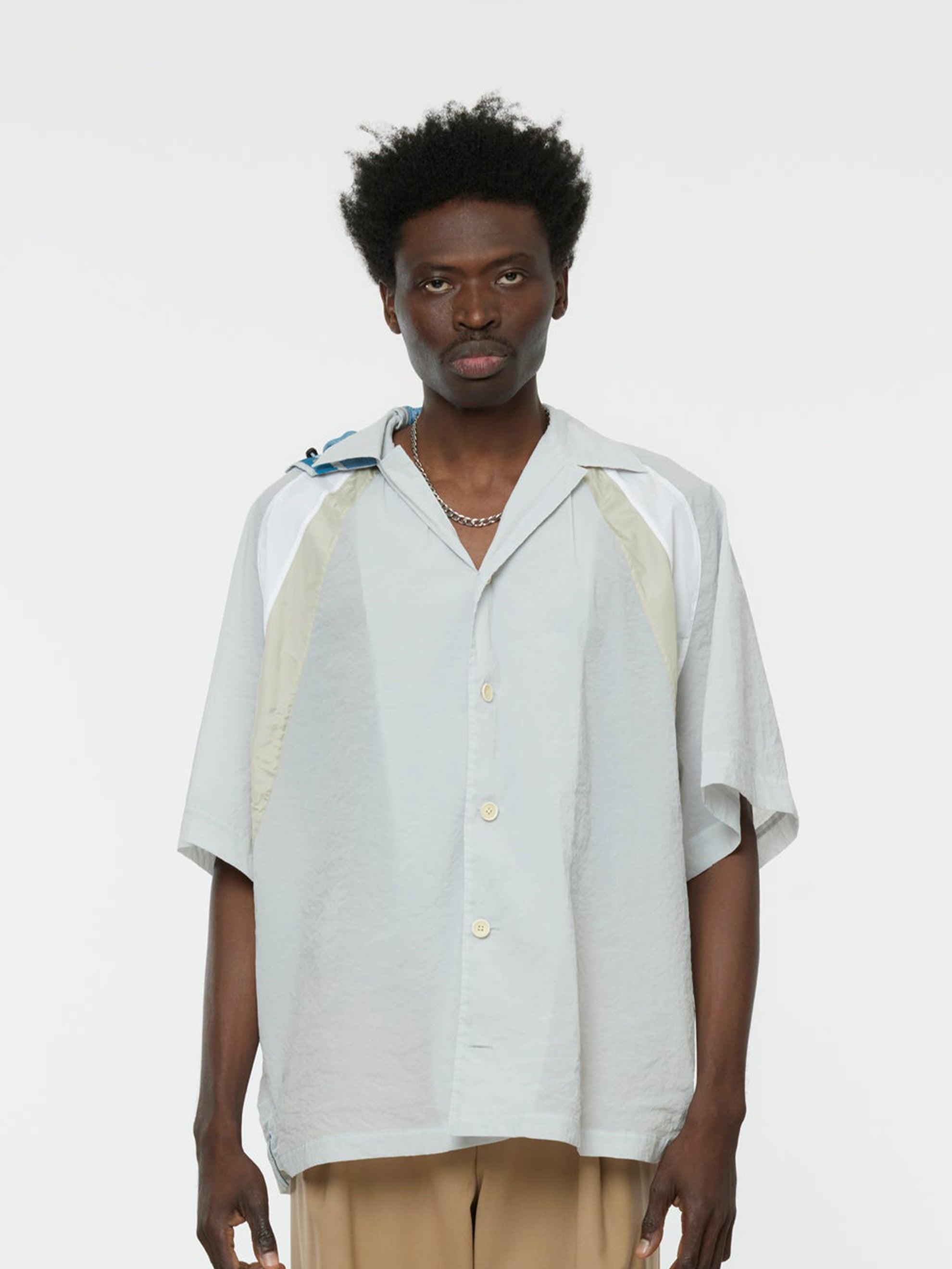 Half-Hood Button Overshirt (Light Grey) Product Image