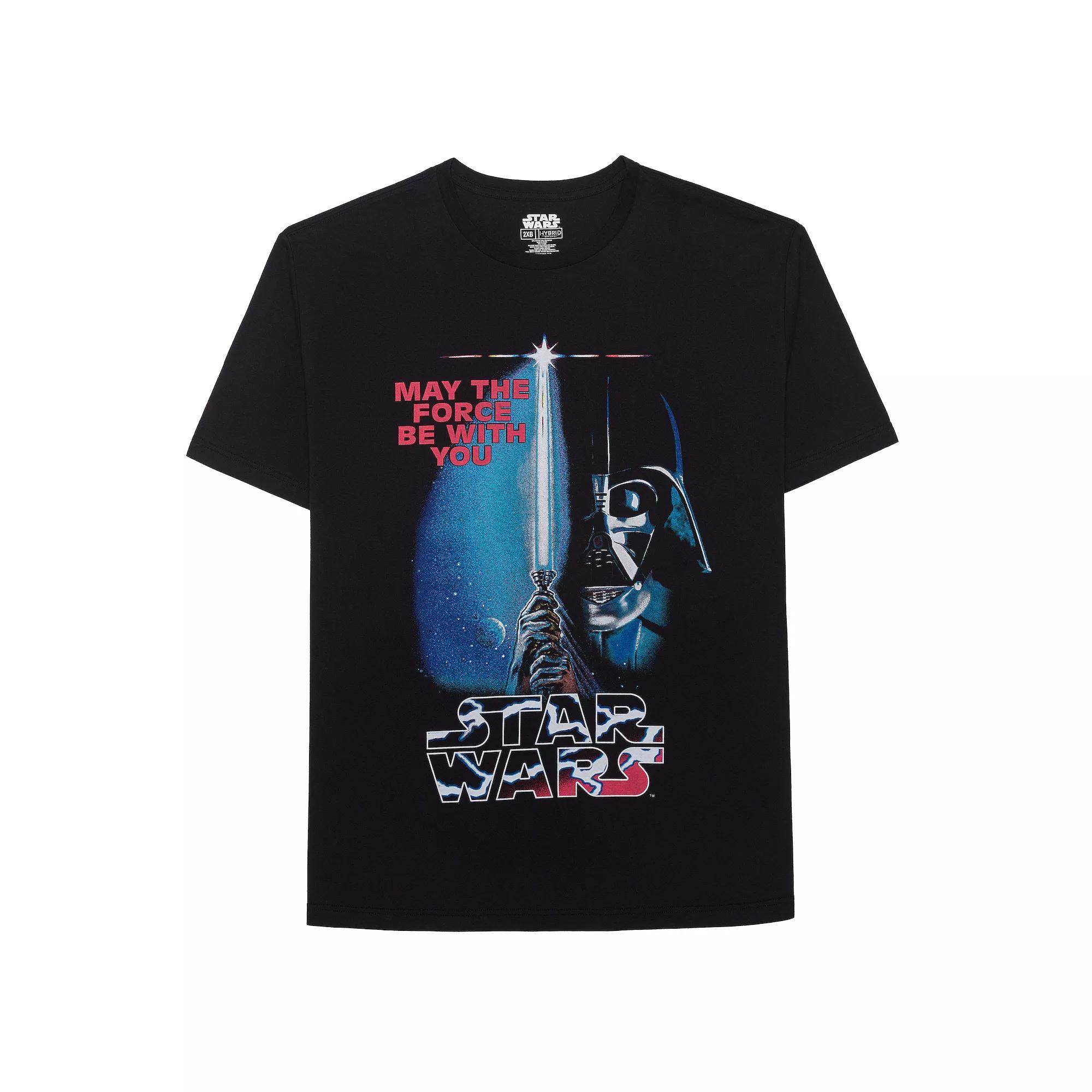 Big & Tall Star Wars Darth Vader "May The Force Be With You" Lightsaber Retro Poster Graphic Tee, Men's, Size: 4XB, Black Product Image