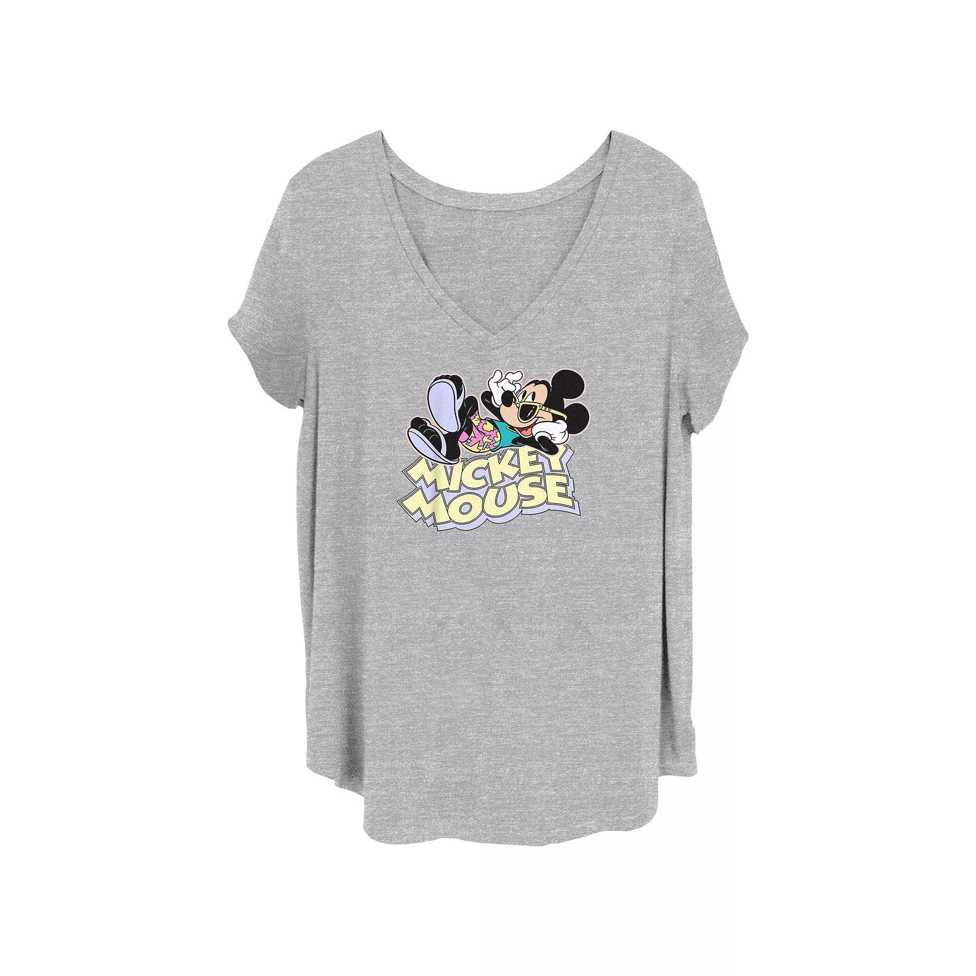 Disney's Mickey Mouse Vacation Mickey Juniors' Plus Graphic Tee, Women's, Size: 4XL, Grey Gray Product Image