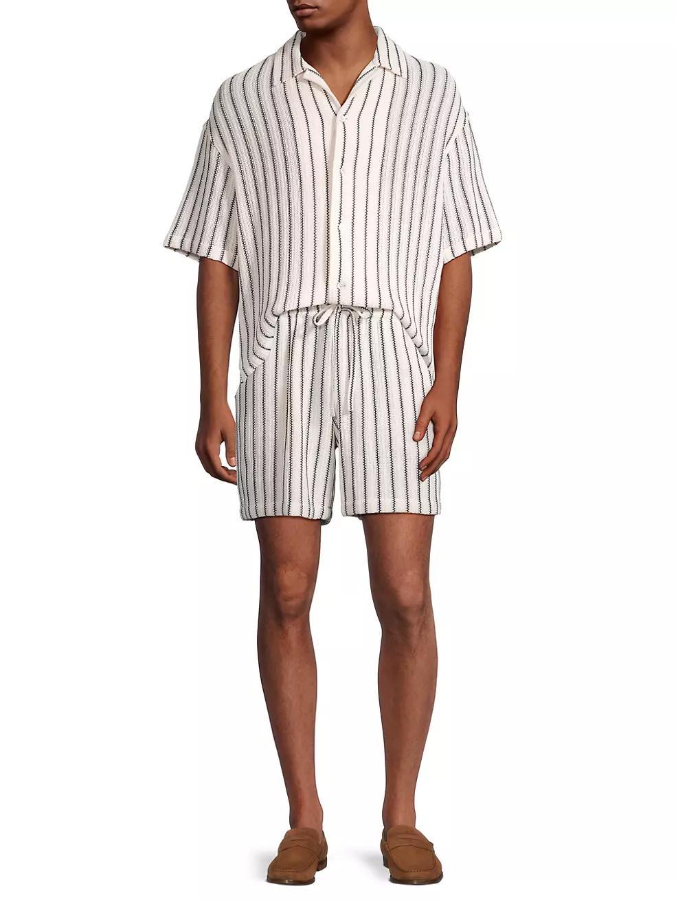 Wardrobe In The City Pinstriped Cotton Shorts Product Image