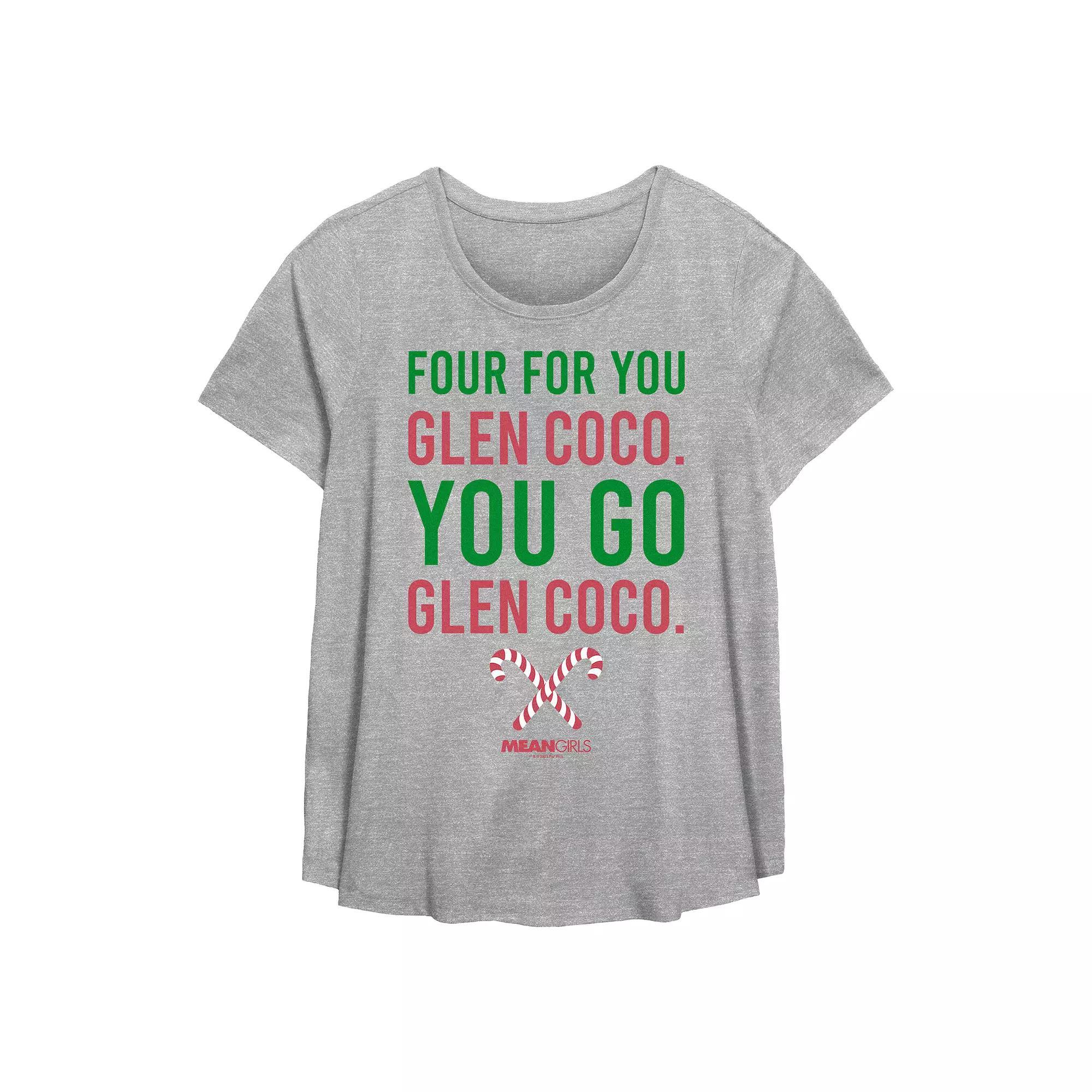 Plus Size Mean Girls Four For You Glen Coco You Go Glen Coco Flowy Graphic Tee, Women's, Size: 3XL, Grey Gray Product Image