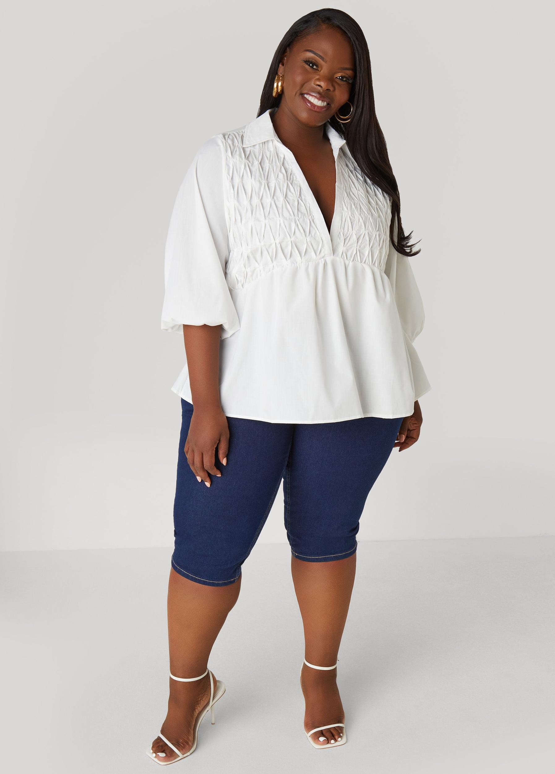 Smocked Cotton Blend Blouse Product Image