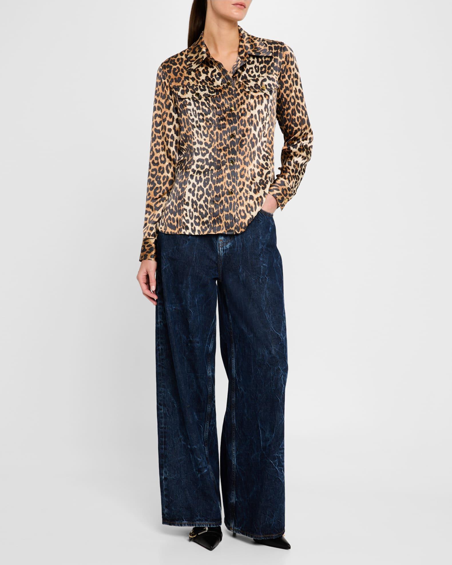 Leopard Satin Shirt Product Image