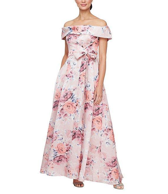 Alex Evenings Floral Print Off-The-Shoulder Organza Ball Gown Product Image
