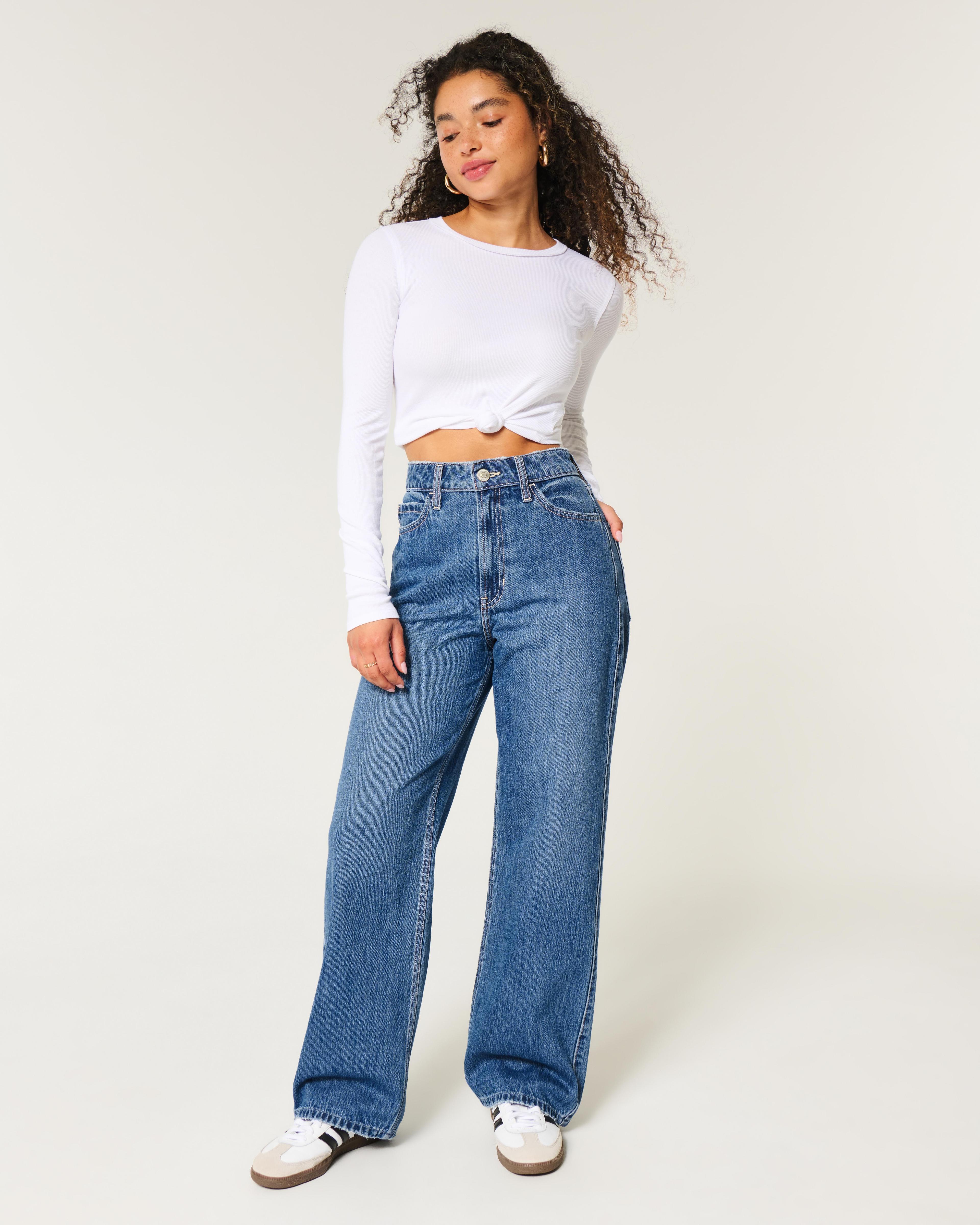 Ultra High-Rise Medium Wash Baggy Jeans Product Image