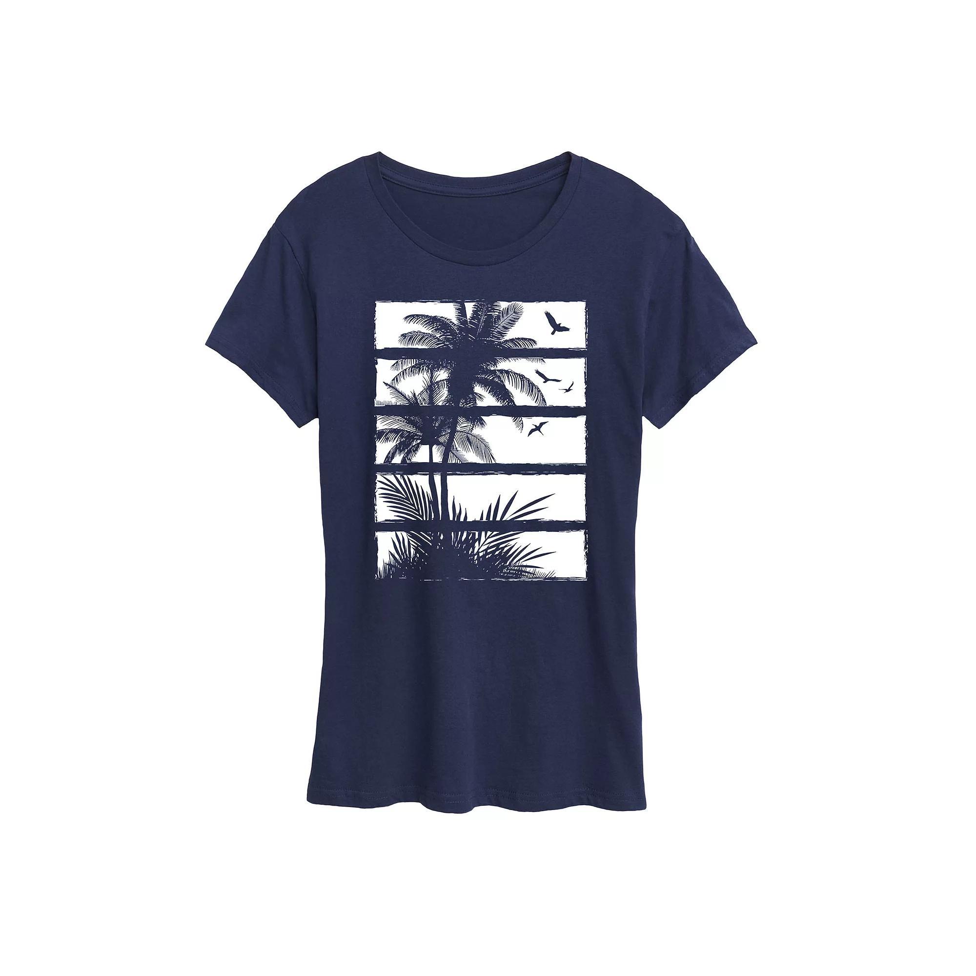 Women's Palm Tree Silhouette Panels Graphic Tee,  Product Image
