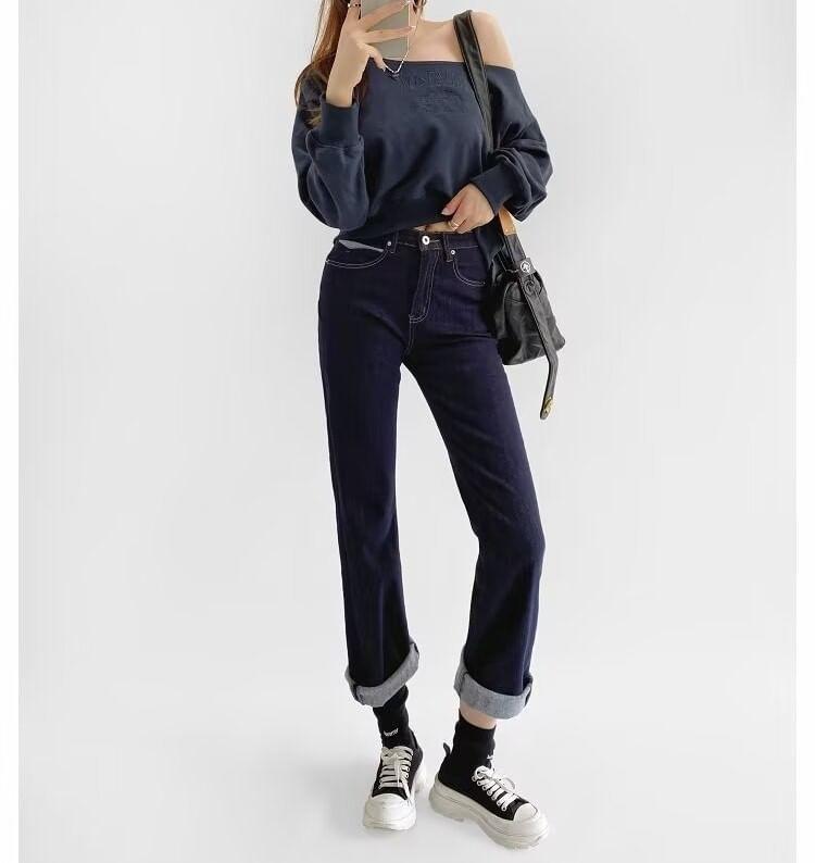 High Rise Straight Leg Jeans Product Image