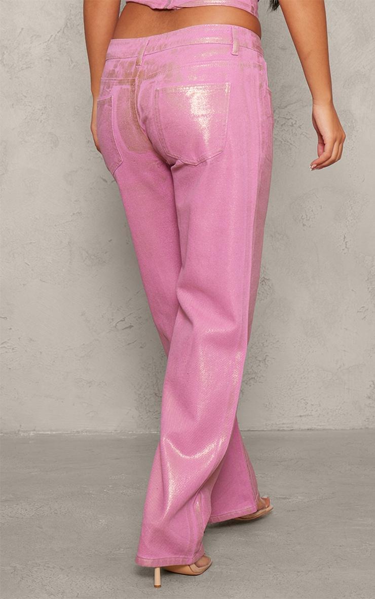 Petite Pink Metallic Denim Jeans Product Image