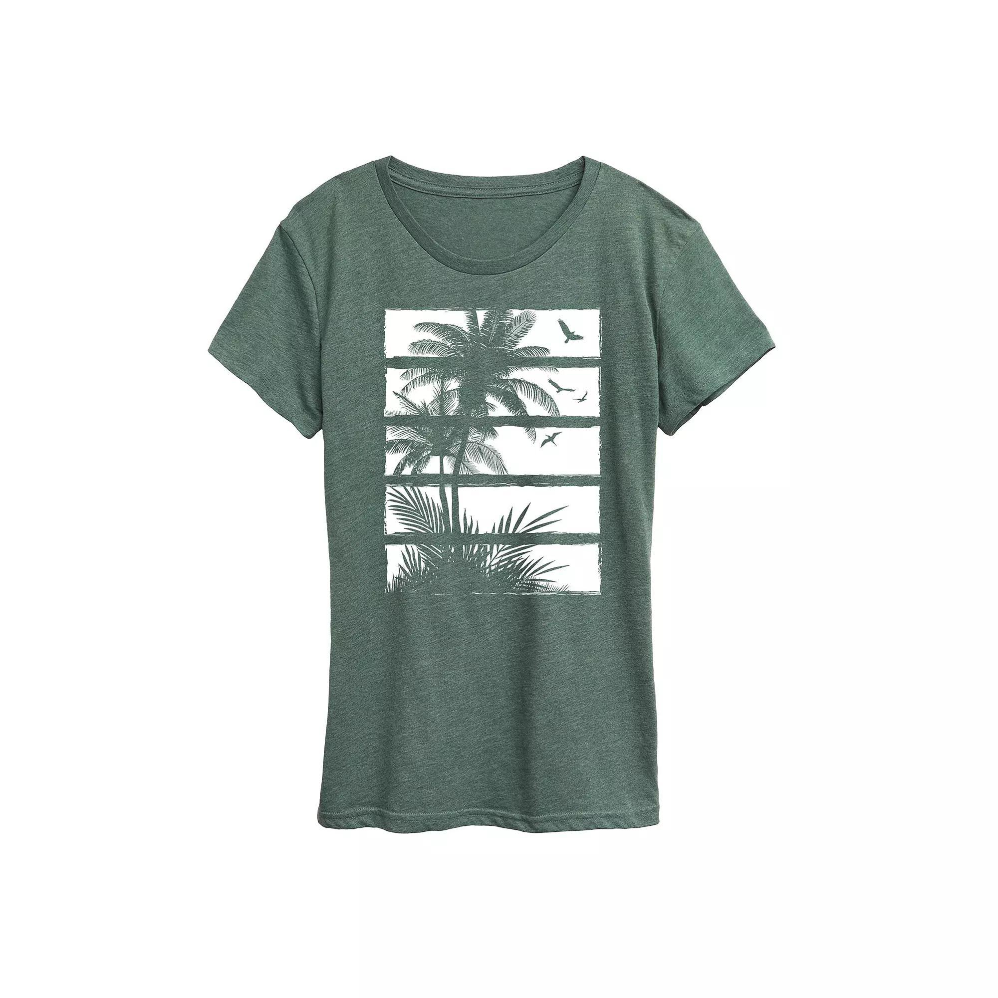 Women's Palm Tree Silhouette Panels Graphic Tee,  Product Image
