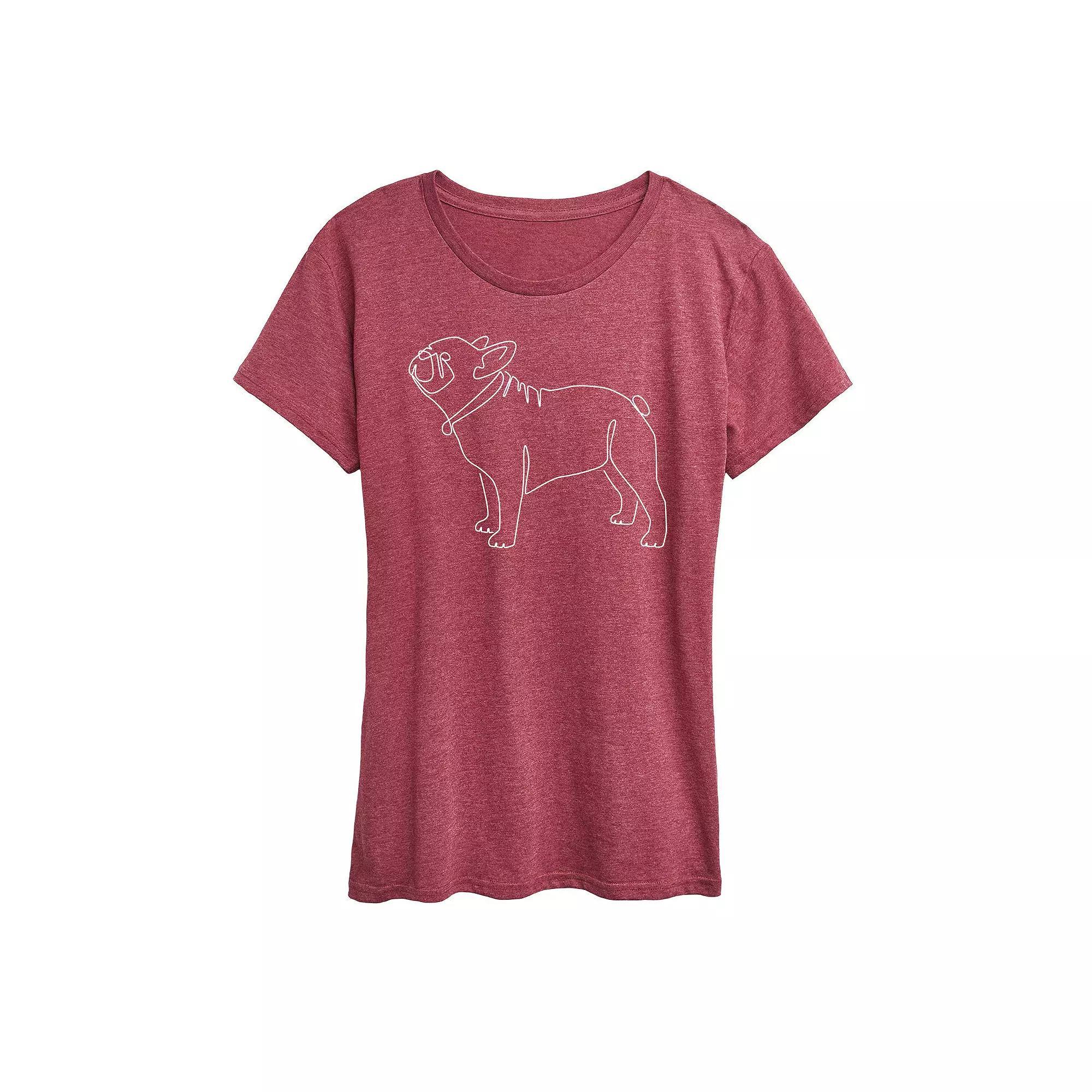 Women's Ocean Sunset Linework Graphic Tee, Size: Medium, Grey Dark Red Product Image