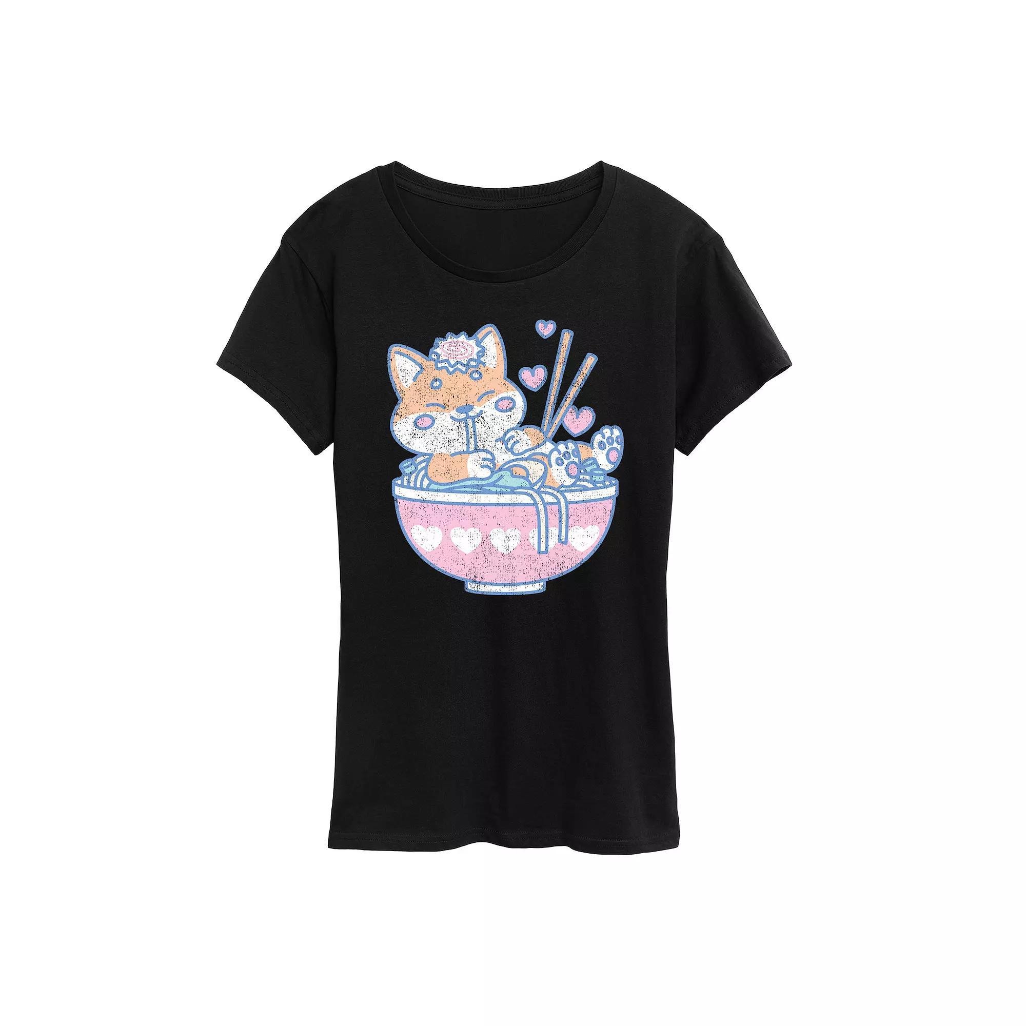 Women's Kawaii Ramen Shiba Inu Graphic Tee,  Product Image