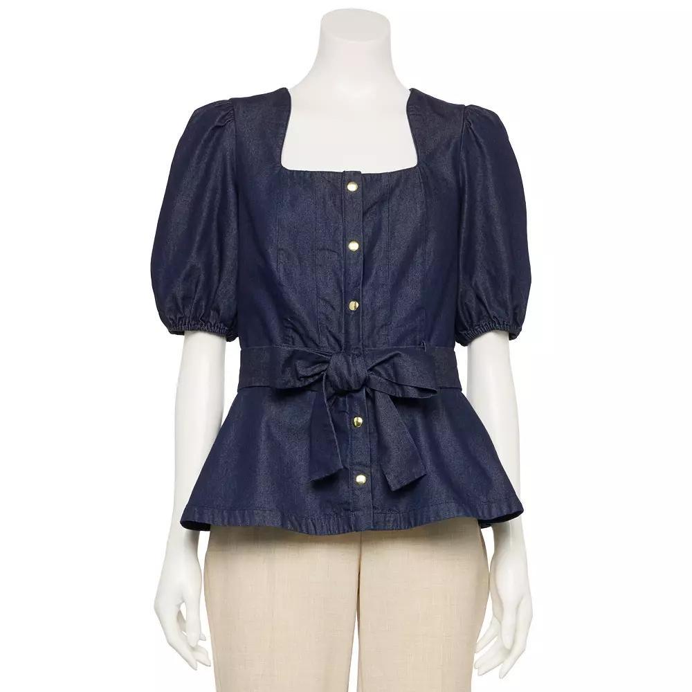 Women's Nine West Adaptive Belted Squareneck Top,  Product Image