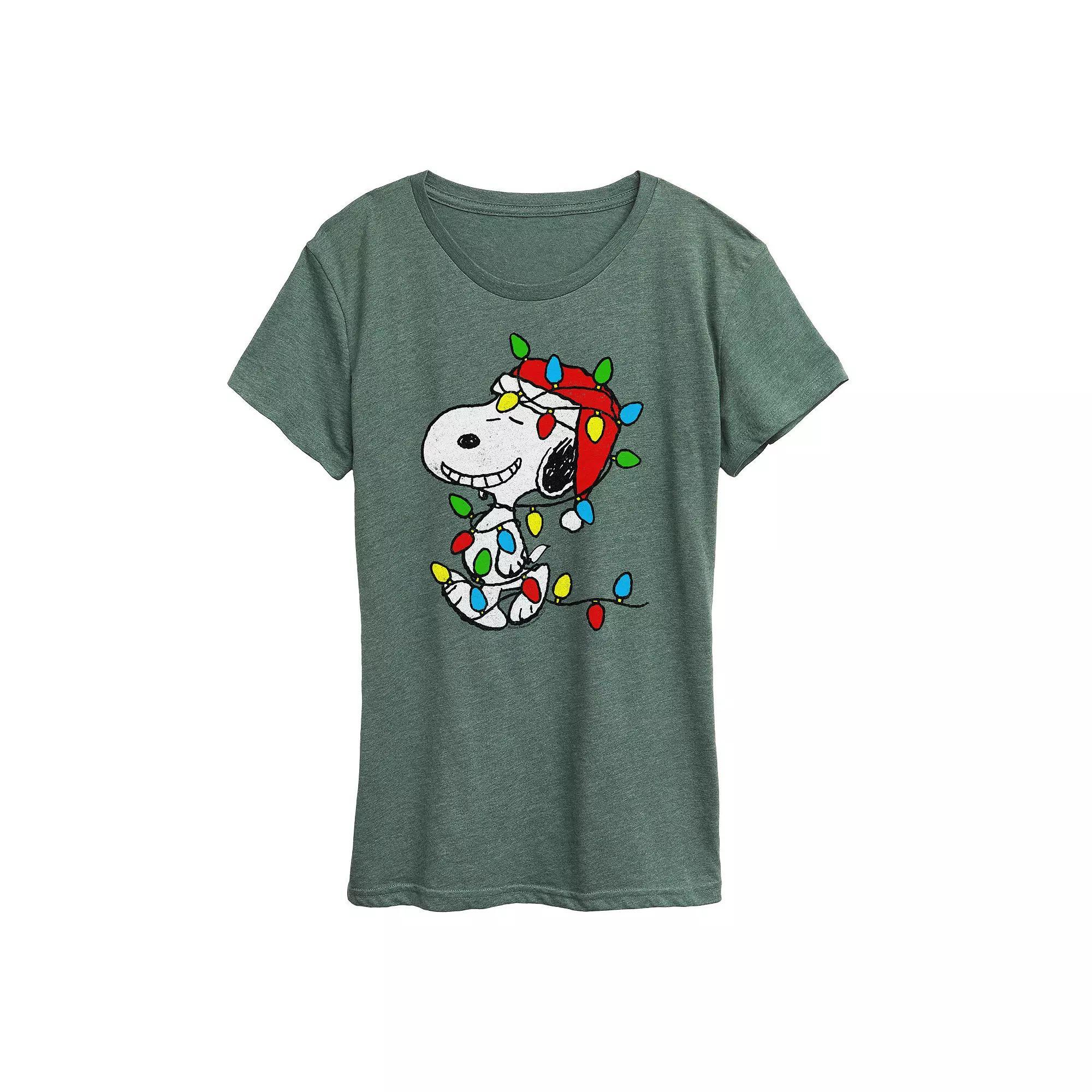 Women's Peanuts Snoopy Christmas Lights Graphic Tee,  Product Image