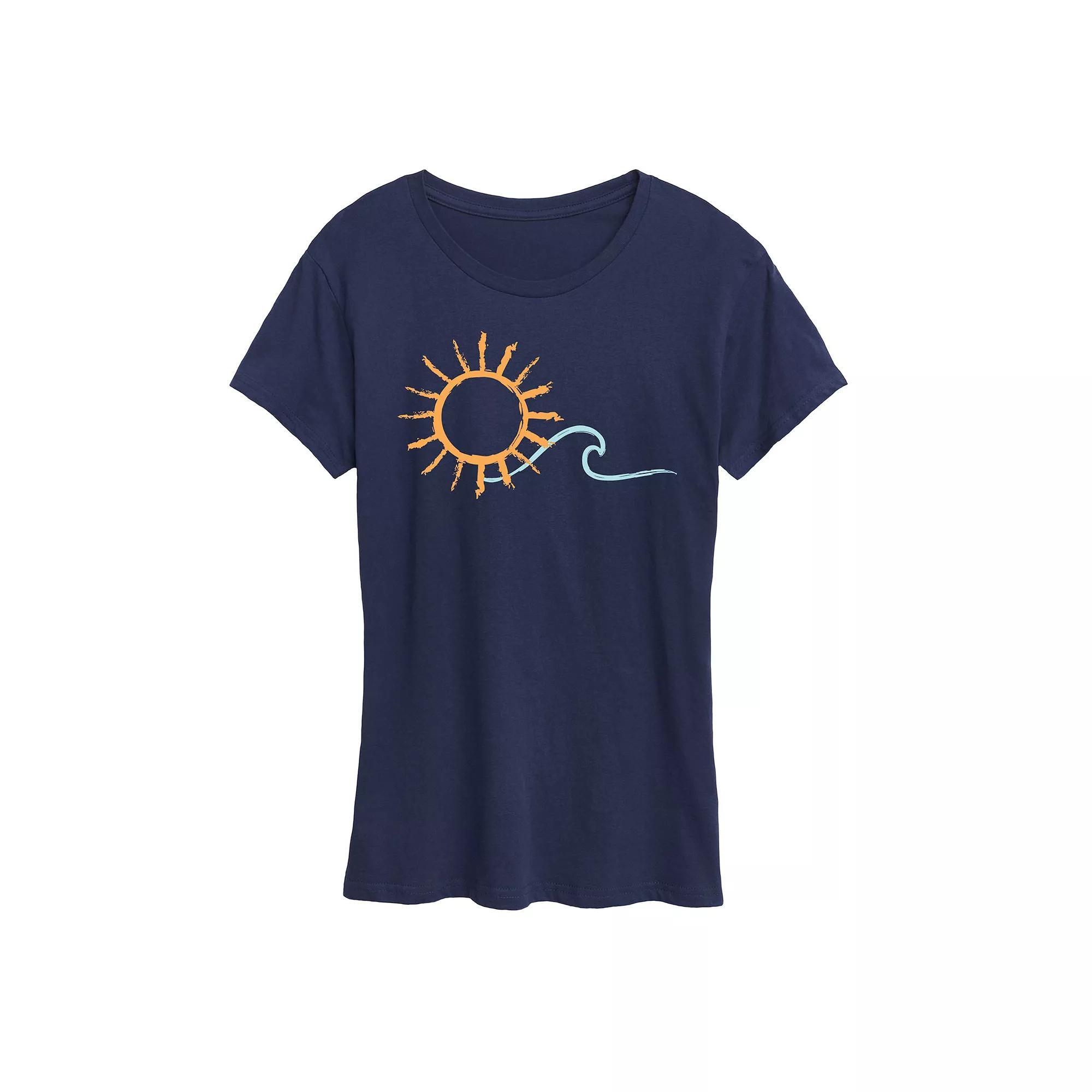 Women's Palm Sunset Ombre Graphic Tee, Size: XL, Blue Product Image