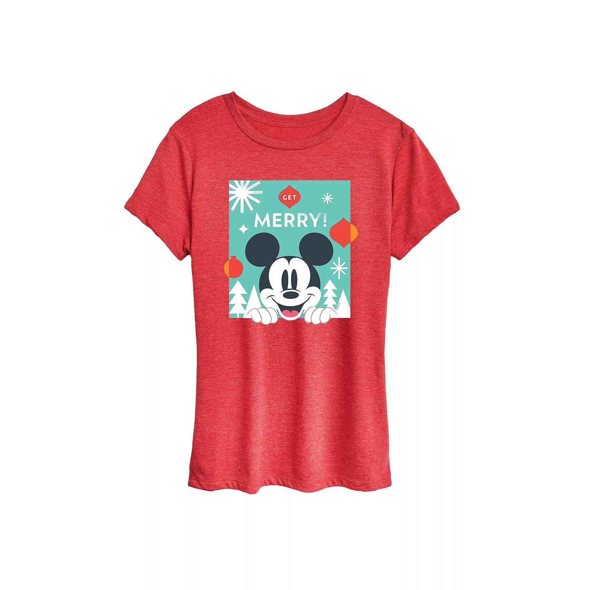 Disney's Mickey Mouse Women's Get Merry Graphic Tee, Girl's,  Product Image