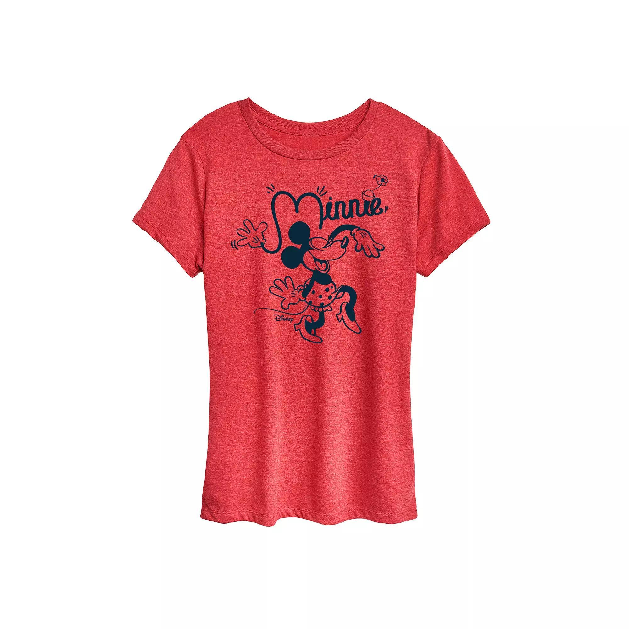 Disney's Minnie Mouse Fun Graphic Tee, Women's, Size: Medium, Grey Red Product Image