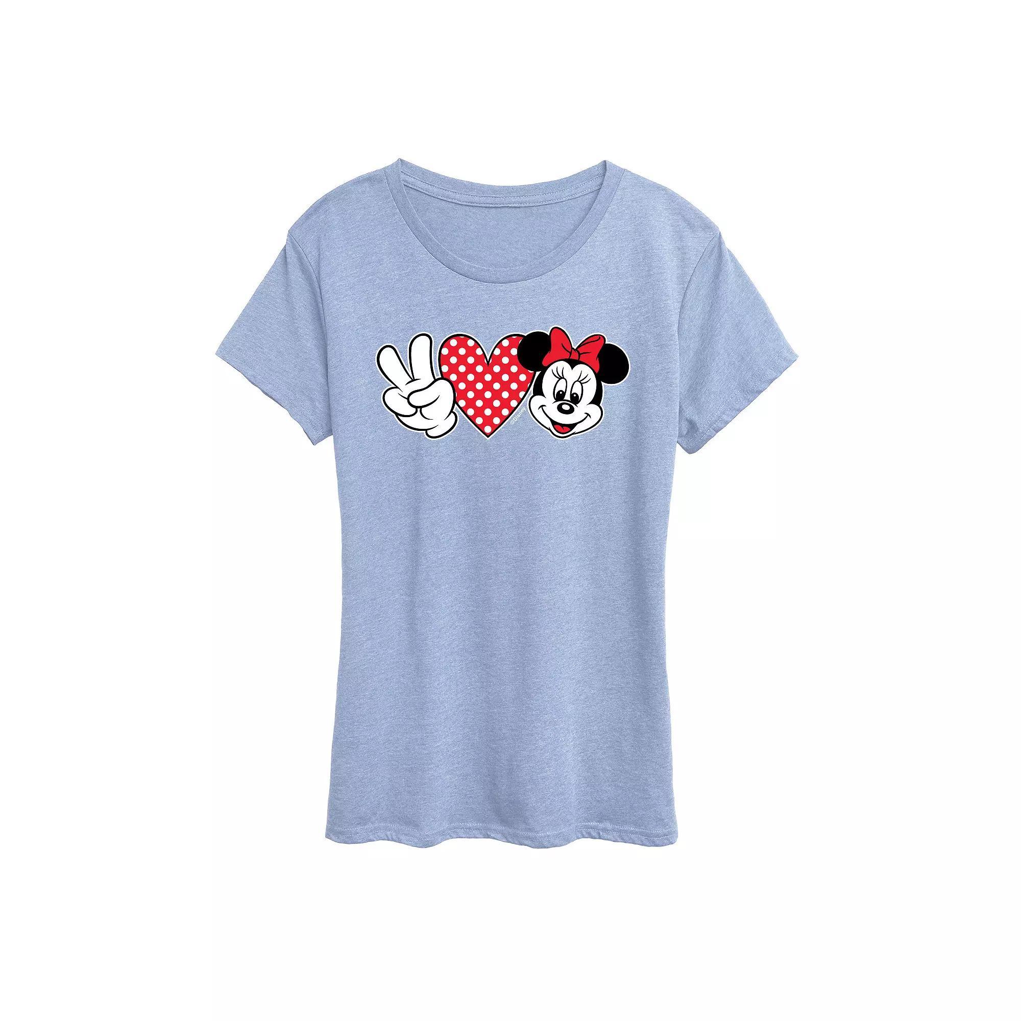 Disney's Minnie Mouse Women's Peace Love Graphic Tee,  Product Image
