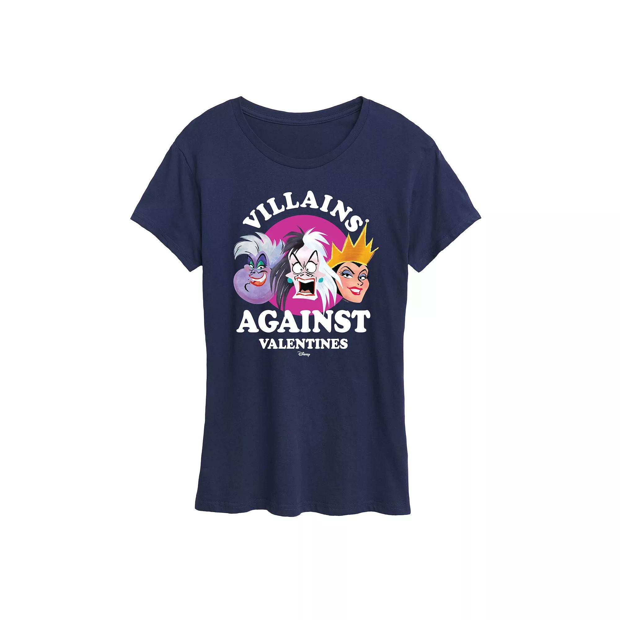 Disney Villains Ursula, Cruella & Evil Queen Women's Against V Day Graphic Tee,  Product Image