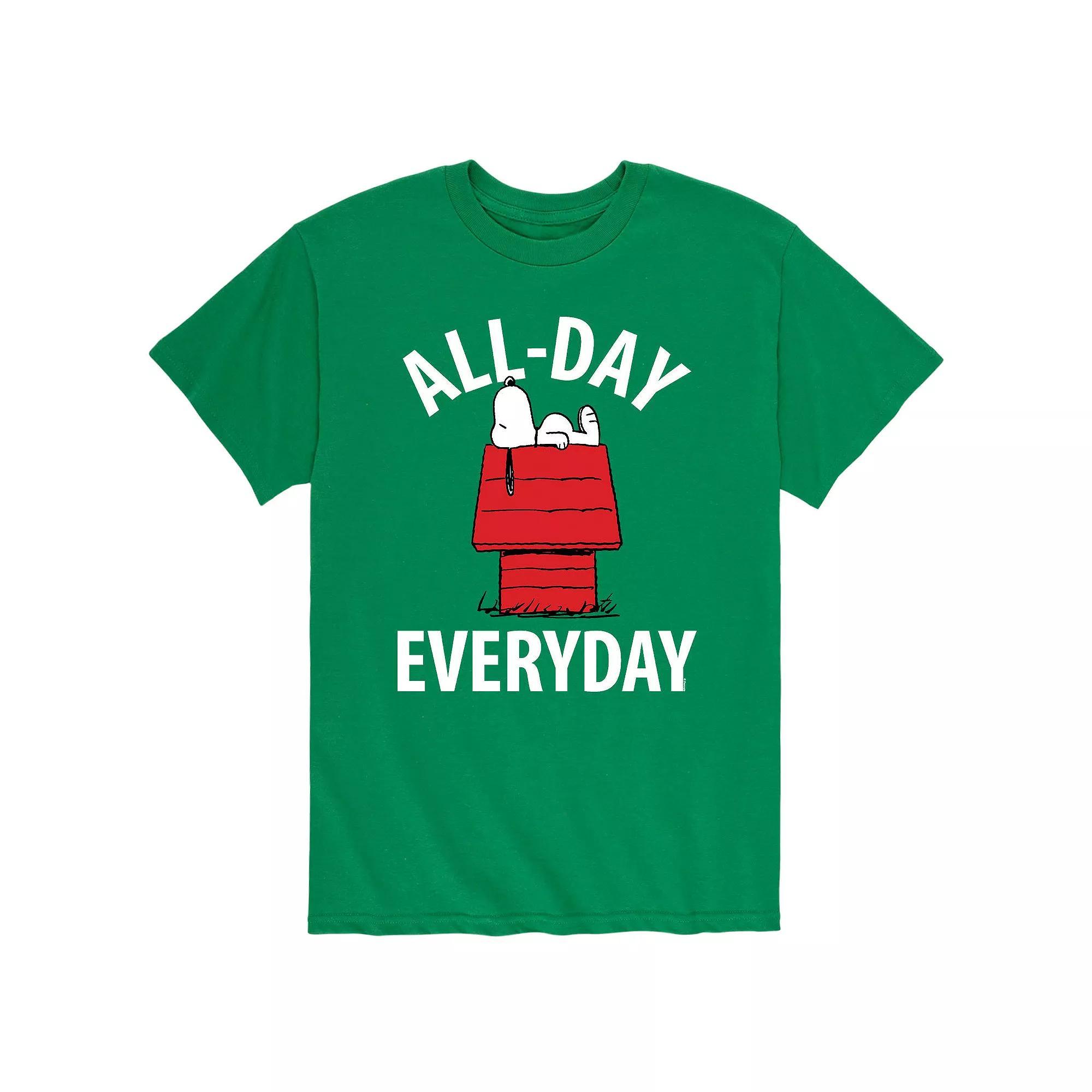 Men's Peanuts Snoopy All Day Everyday Tee, Size: Large, Green Product Image