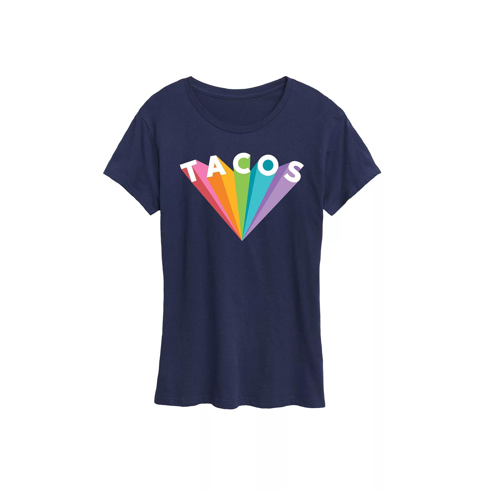 Women's Tacos Colorful Rays Graphic Tee,  Product Image