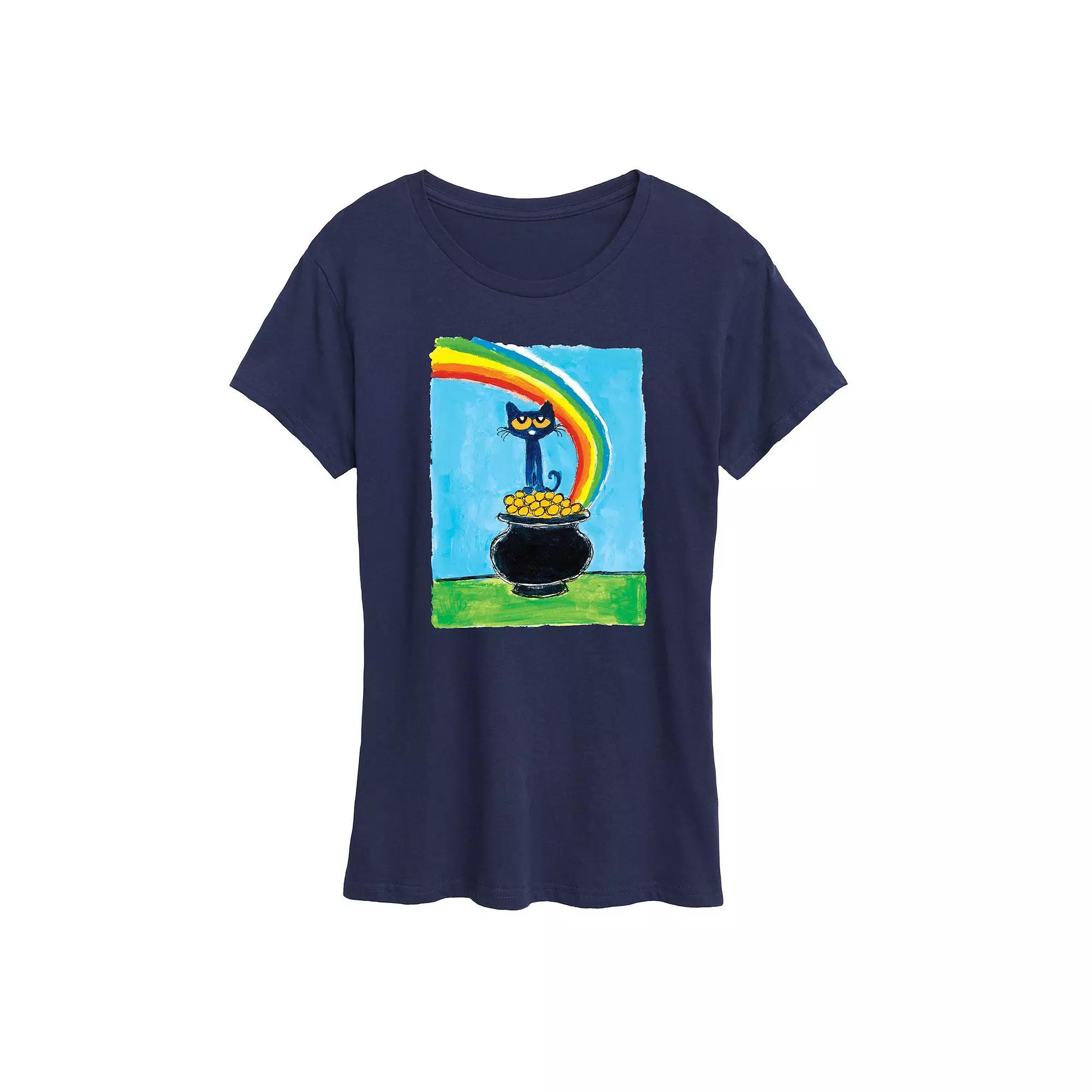 Women's Pete The Cat Rainbow Pot Of Gold Graphic Tee, Size: XL, Black Product Image