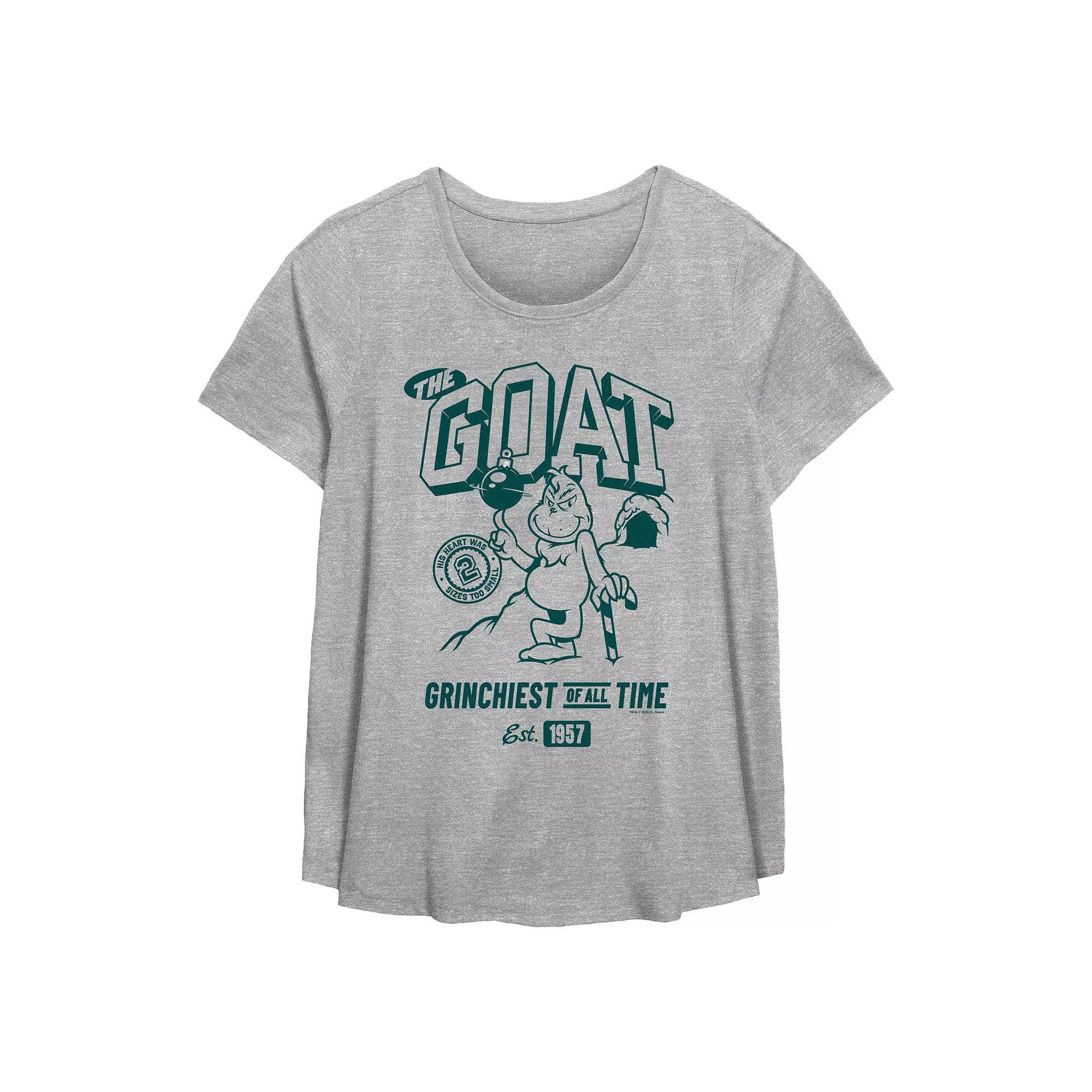Plus Size Dr. Seuss Grinch The Goat Flowy Graphic Tee, Women's, Size: 1XL, Grey Gray Product Image