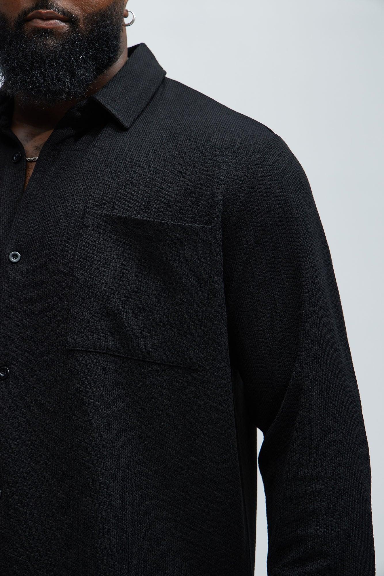 Capstan Textured Button Up Shirt - Black Product Image