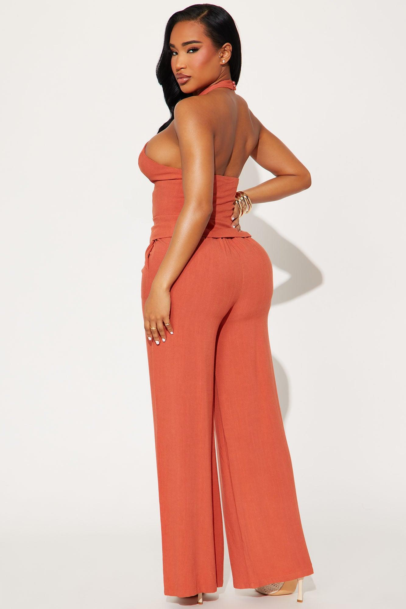 Johanna Linen Pant Set - Rust Product Image