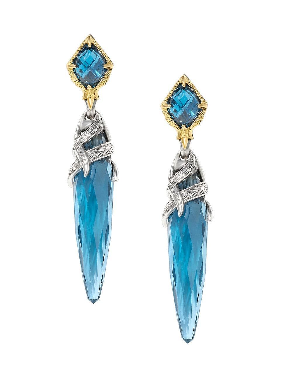 Womens Anthos Sterling Silver, 18K Yellow Gold & Blue Spinel Drop Earrings Product Image