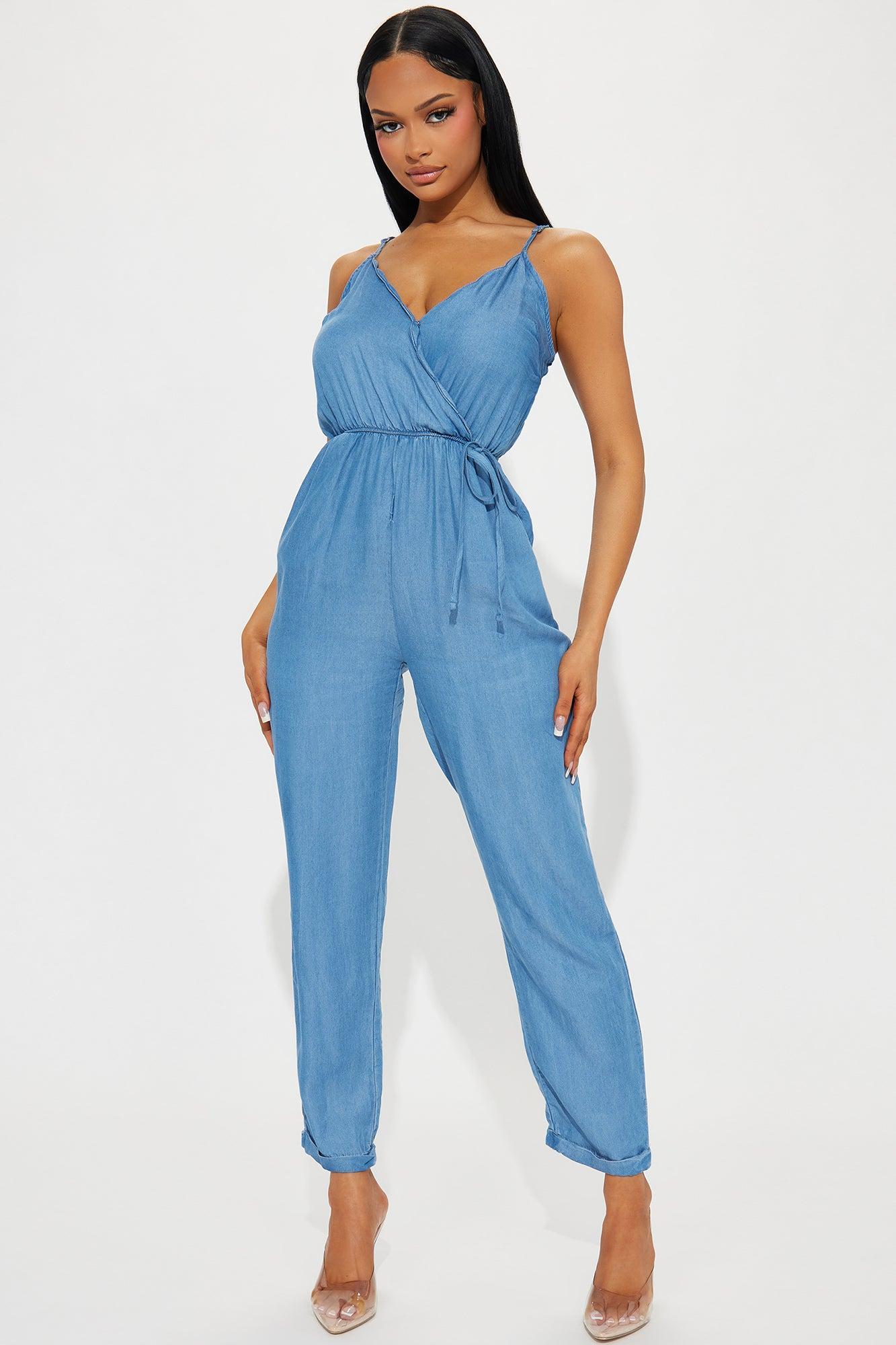 Crave You Chambray Jumpsuit - Medium Wash Product Image