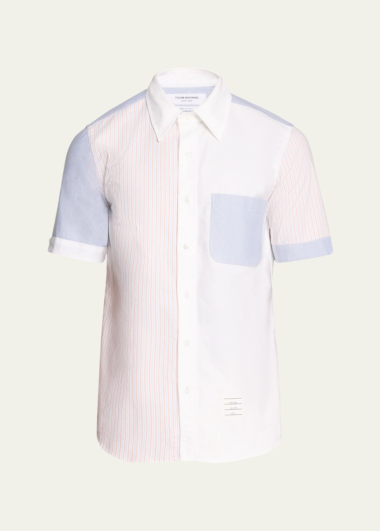 Thom Browne Straight Fit Short Sleeve Shirt in White Product Image