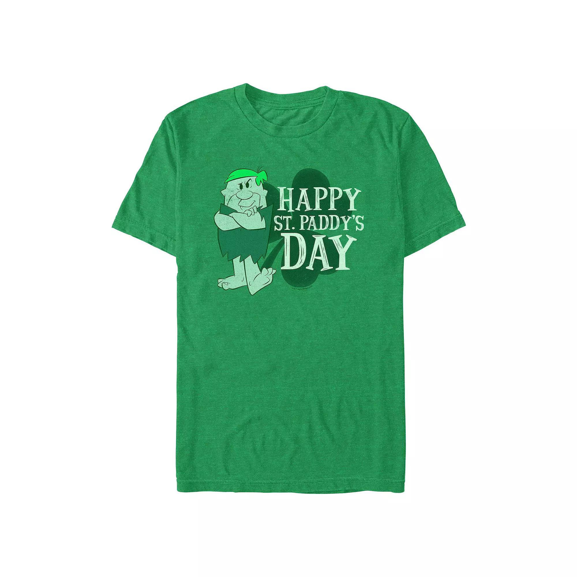 Big & Tall The Flintstones Barney Happy St. Paddy's Day Graphic Tee, Men's, Size: 3XL Tall, Kelly Grey Product Image