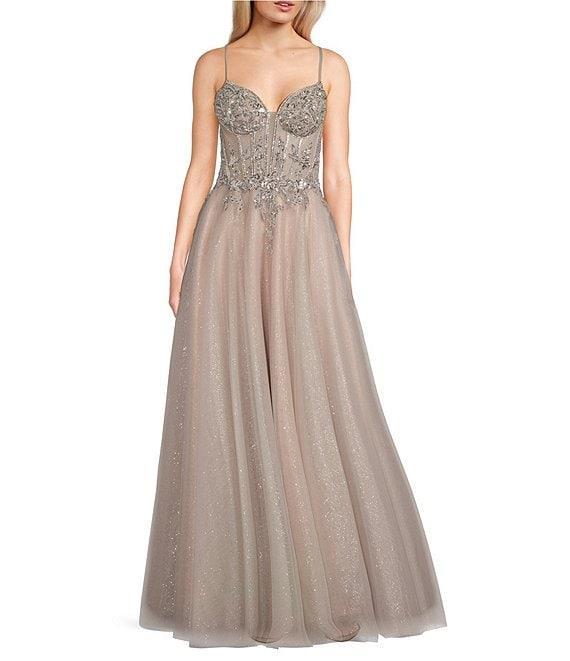 GB Beaded Tulle A-Line Gown Product Image