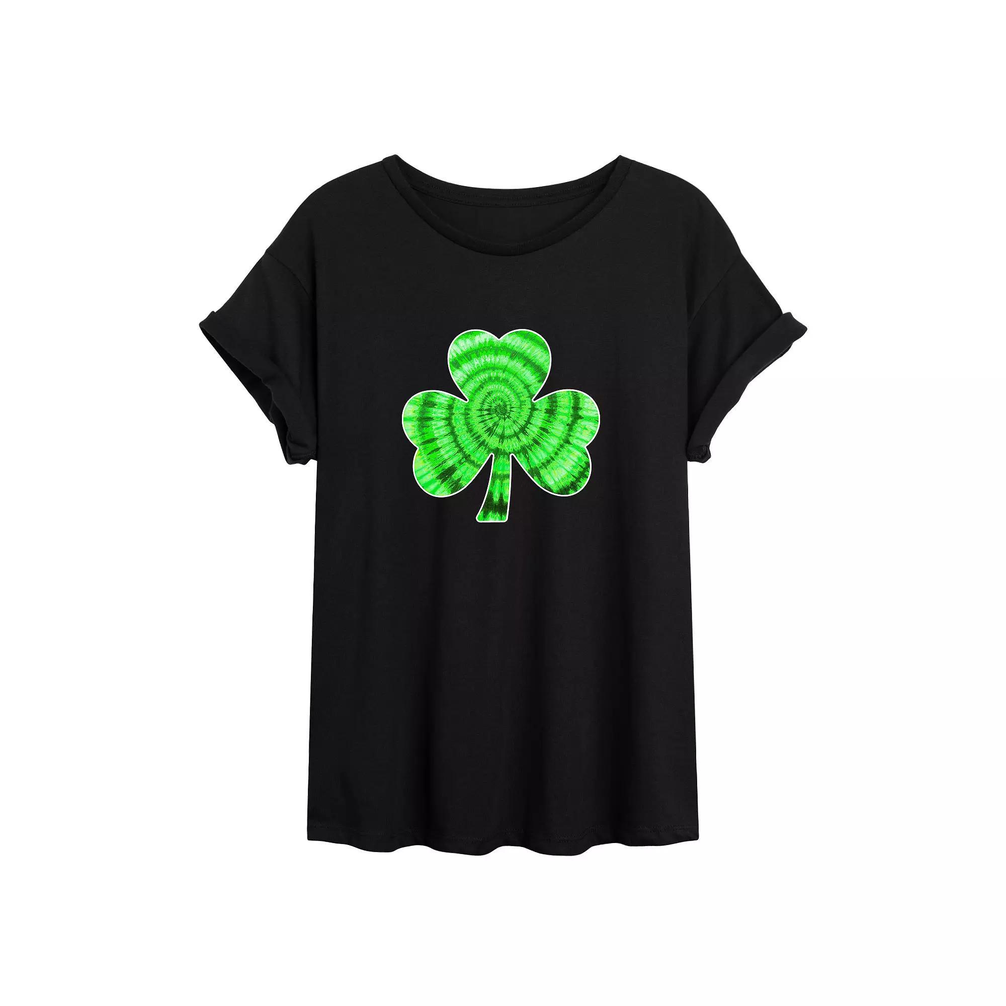 Juniors' Tie Dye Shamrock Over Product Image