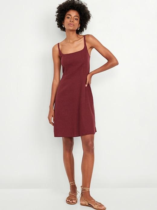 Fit & Flare Linen-Blend Mini Dress Product Image